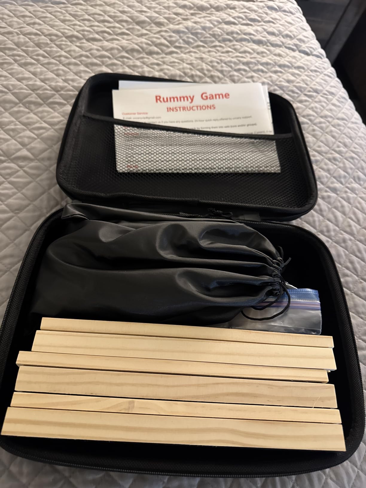 Rummy Cube Game with Case and 4 Wooden Racks/Trays, 106 Rummy Tiles Game Sets Classic Travel Board Game Sets with 4 Tiles Holders for Family customer photo 2
