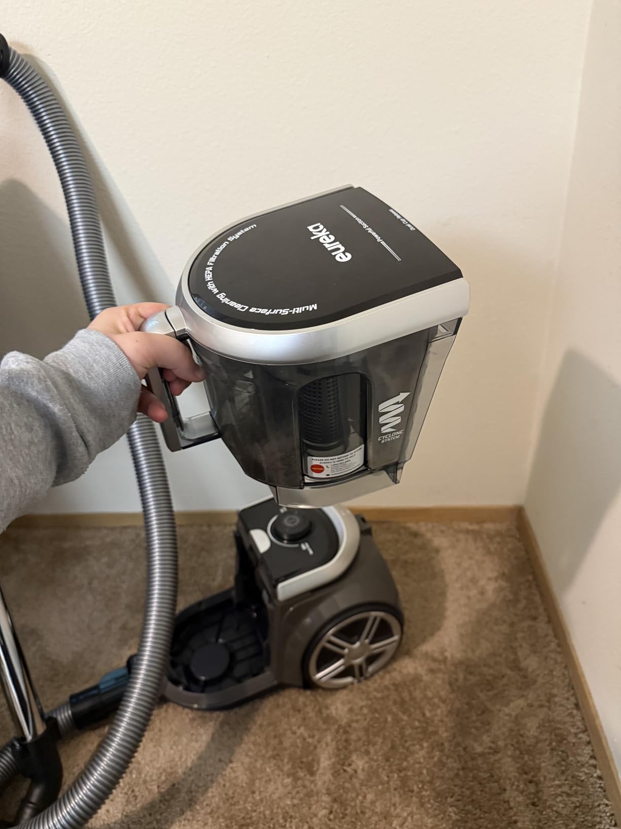 Eureka Bagless Canister Vacuum Cleaner, Lightweight Vac for Carpets and Hard Floors, Silver with Black, NEN180 customer photo 1