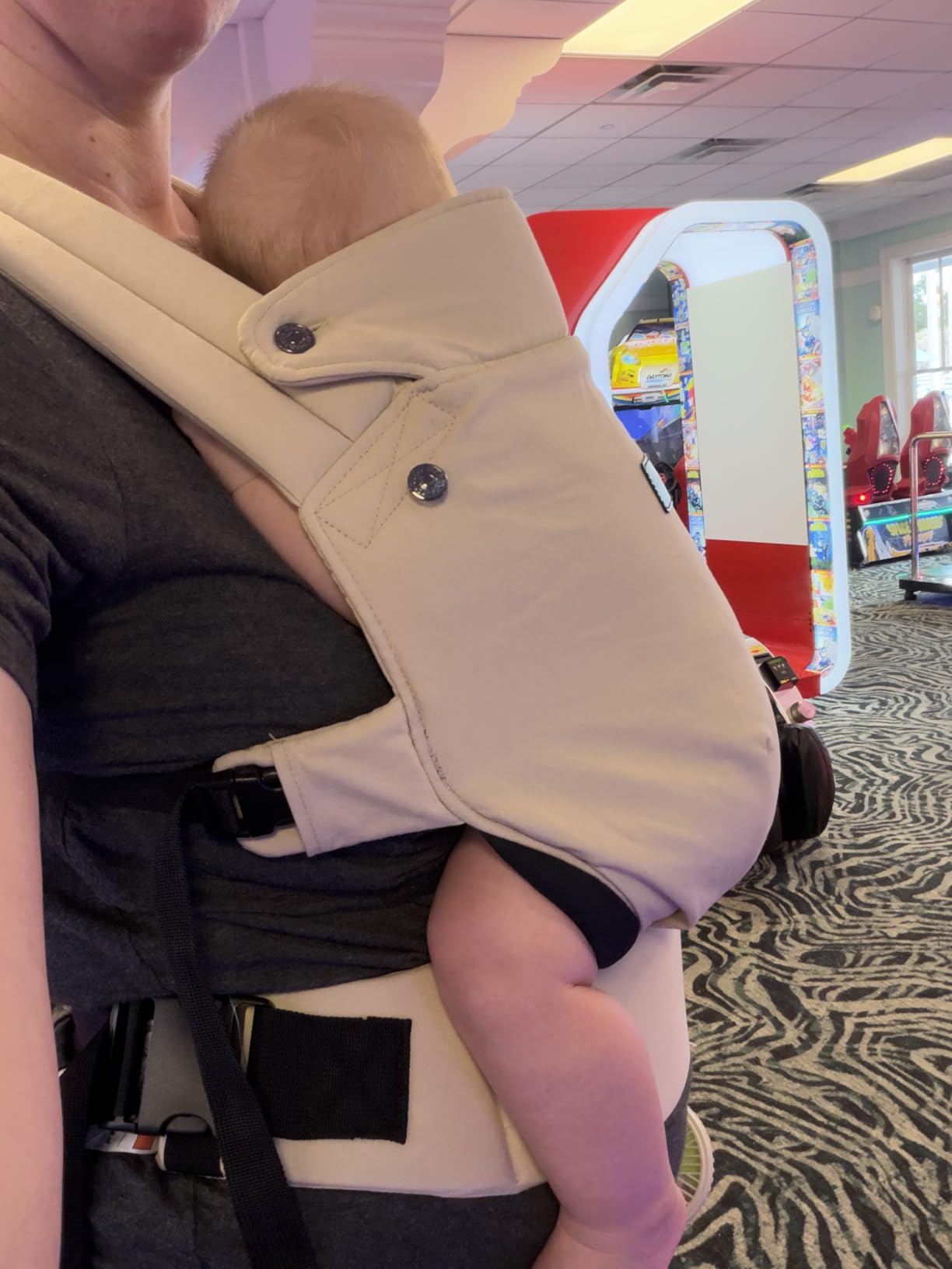 Momcozy Baby Carrier - Ergonomic, Cozy and Lightweight Carrier for 7-45lbs | Effortless to Put On, Ideal for Hands-Free Parenting, Enhanced Lumbar Support, Purehug for Infant to Toddler, Black customer photo 2