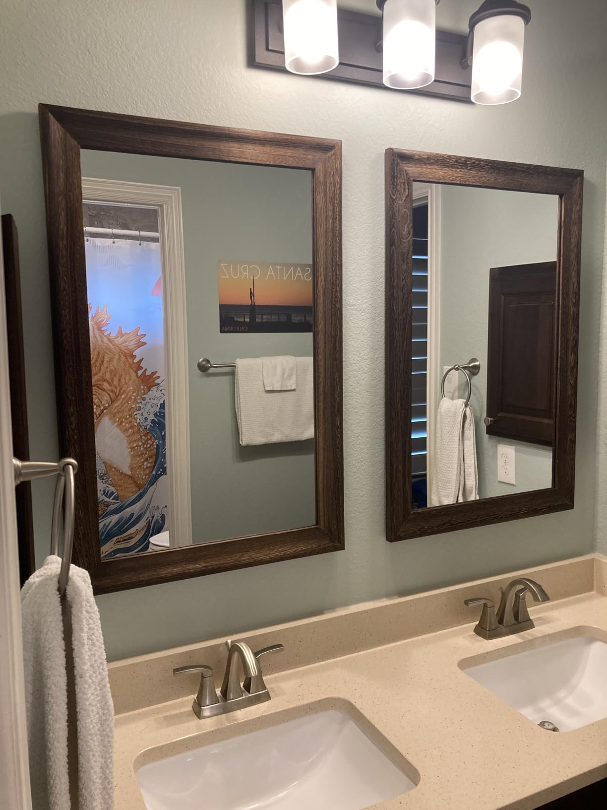 White Wall Mirror for Bathroom, Rectangle Rustic 24 x 36 inch Vanity Mirrors | Hanging Mirror with Wood Grain Pattern for Living Room, Bedroom, Entryway customer photo 2