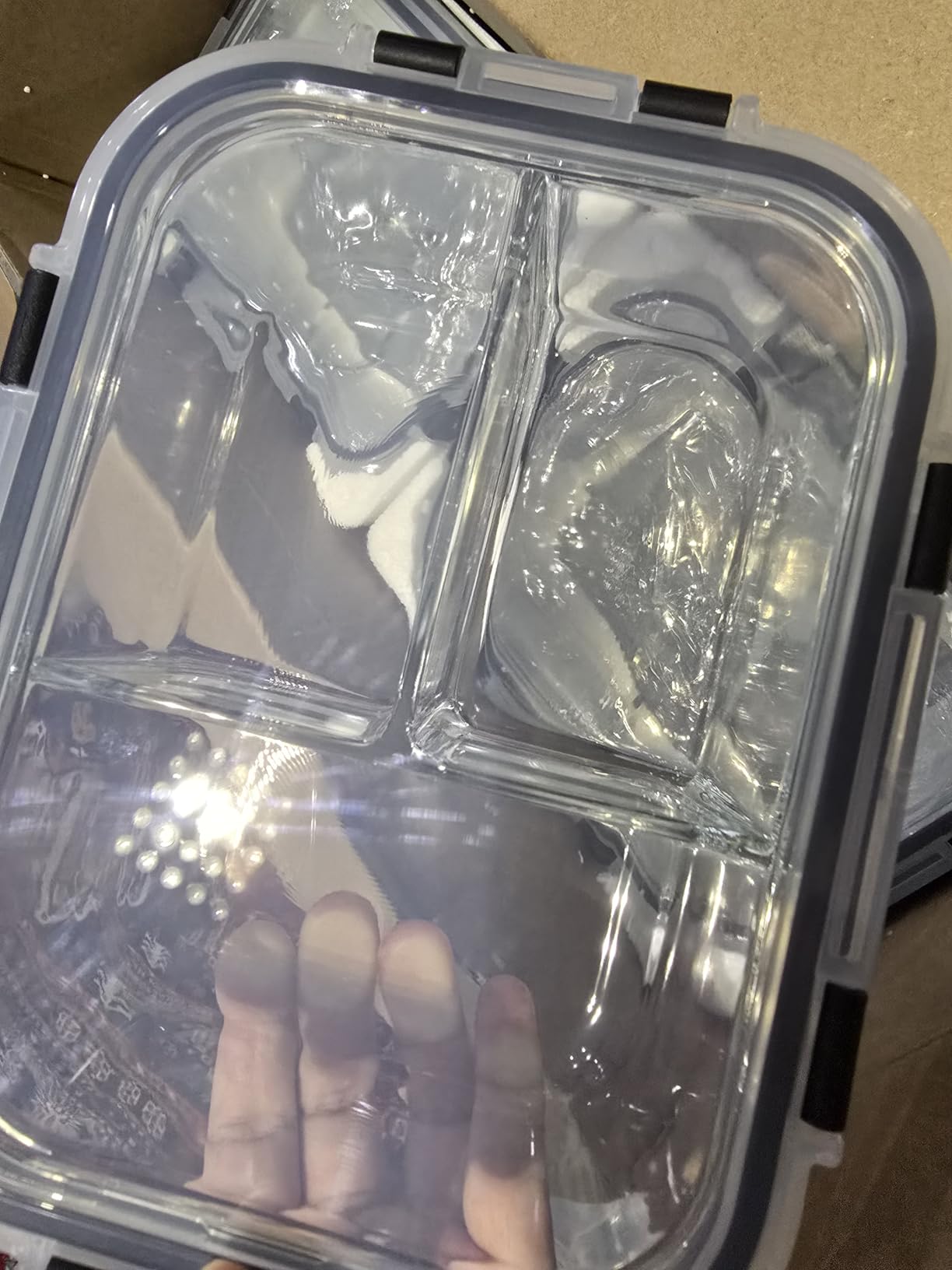HOMBERKING 8 Pack Glass Meal Prep Containers 3 Compartment, 36oz Glass Food Storage Containers with Lids, Airtight Lunch Bento Boxes, BPA-Free & Leak Proof (8 lids & 8 Container) - Black customer photo 1