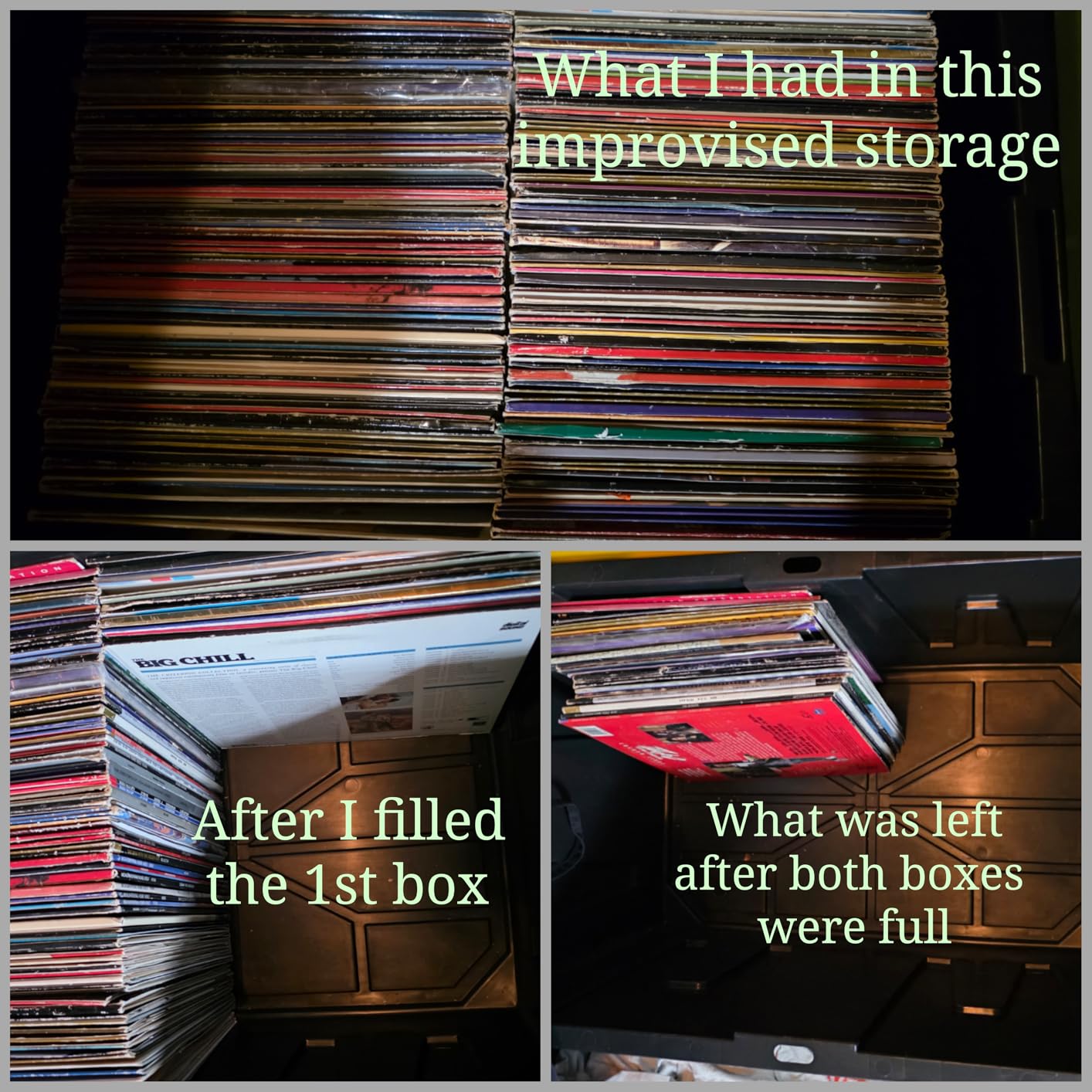 alavisxf xx 12-inch Vinyl Record Storage Box, Nylon Foldable and Stackable Set of 2 Vinyl LP Storage Organizer Case with Lid and Handles Can Hold 180 Single Record customer photo 1