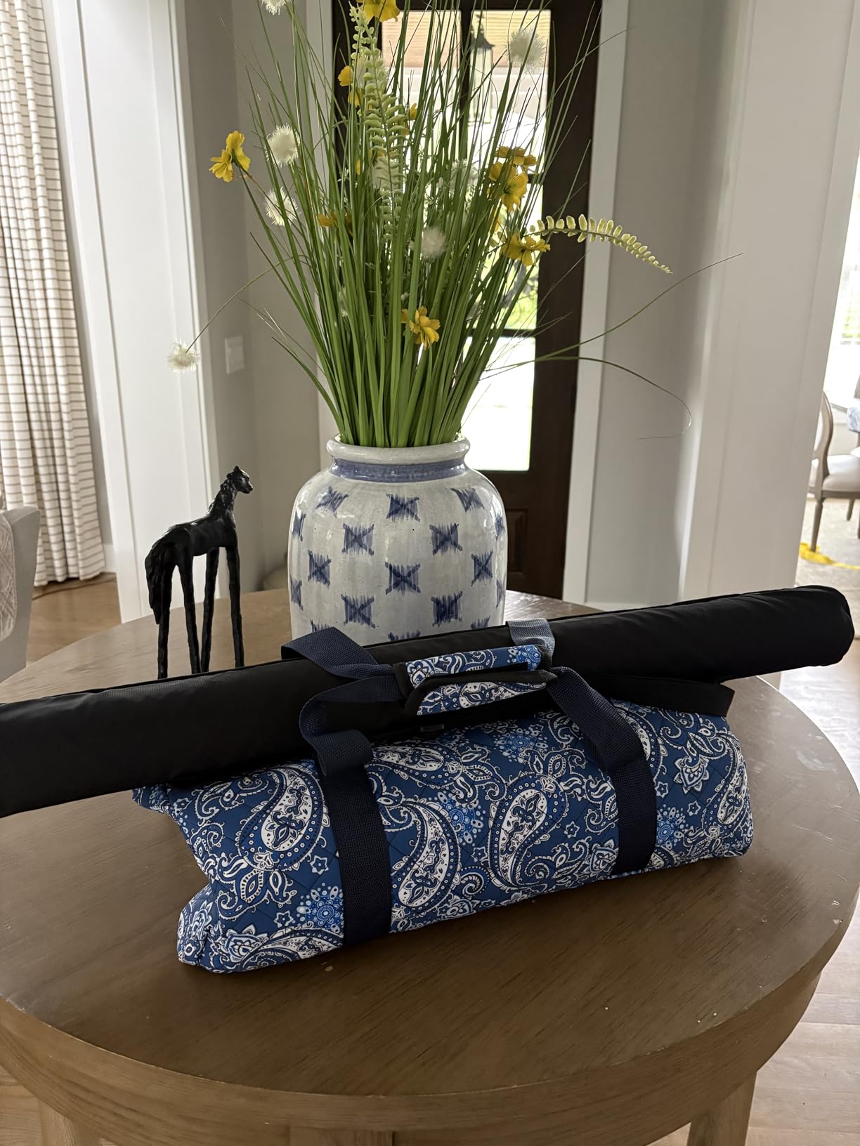 Empty Mahjong Bag, Blue Printed Soft American Mahjong Bag with Two Wrappers (Case Only, Mahjong Tiles, Trays and Mah jong Racks/Pushers not Include) customer photo 1