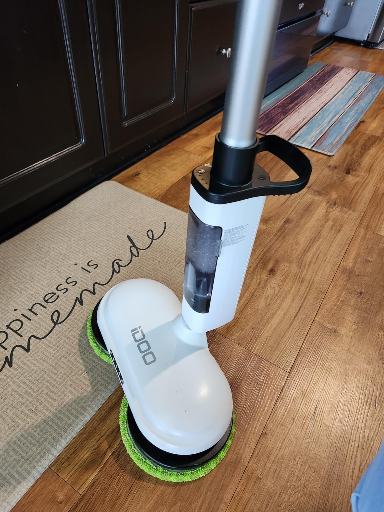 iDOO Electric Cordless Spin Mop, Electric Mops for All Floor with Sprayer & LED Headlight, Quiet Self Propelled, Water Tank 4 Replaceable Heads, for Women customer photo 1