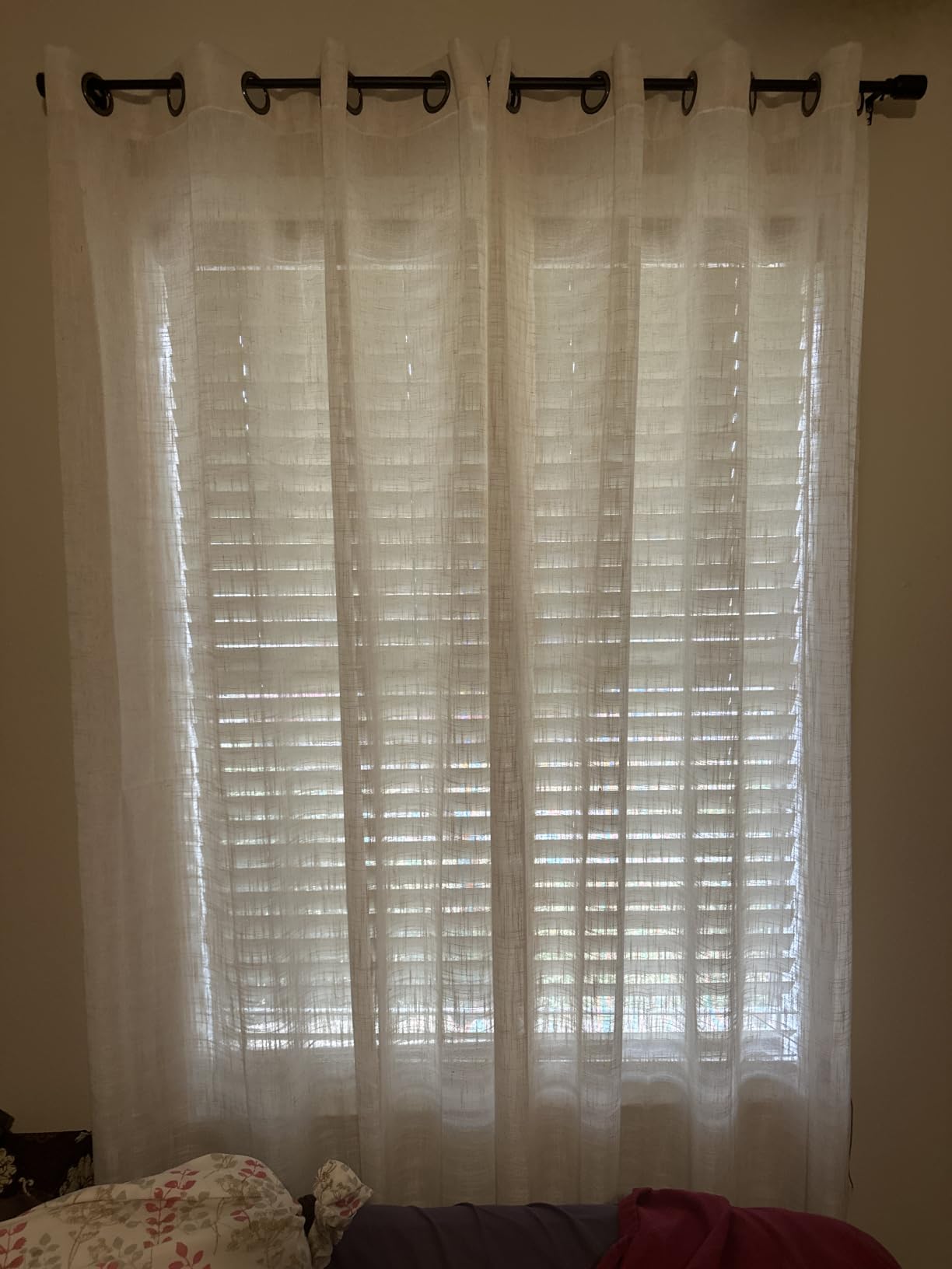 Natural Ivory Linen Semi Sheer Curtains 84 inch Length, Cream Light Filtering Soft Thick Neutral Living Room Drapes with Bronze Grommet for Bedroom/Farmhouse, 2 Panels, 52 x 84 Inch customer photo 2