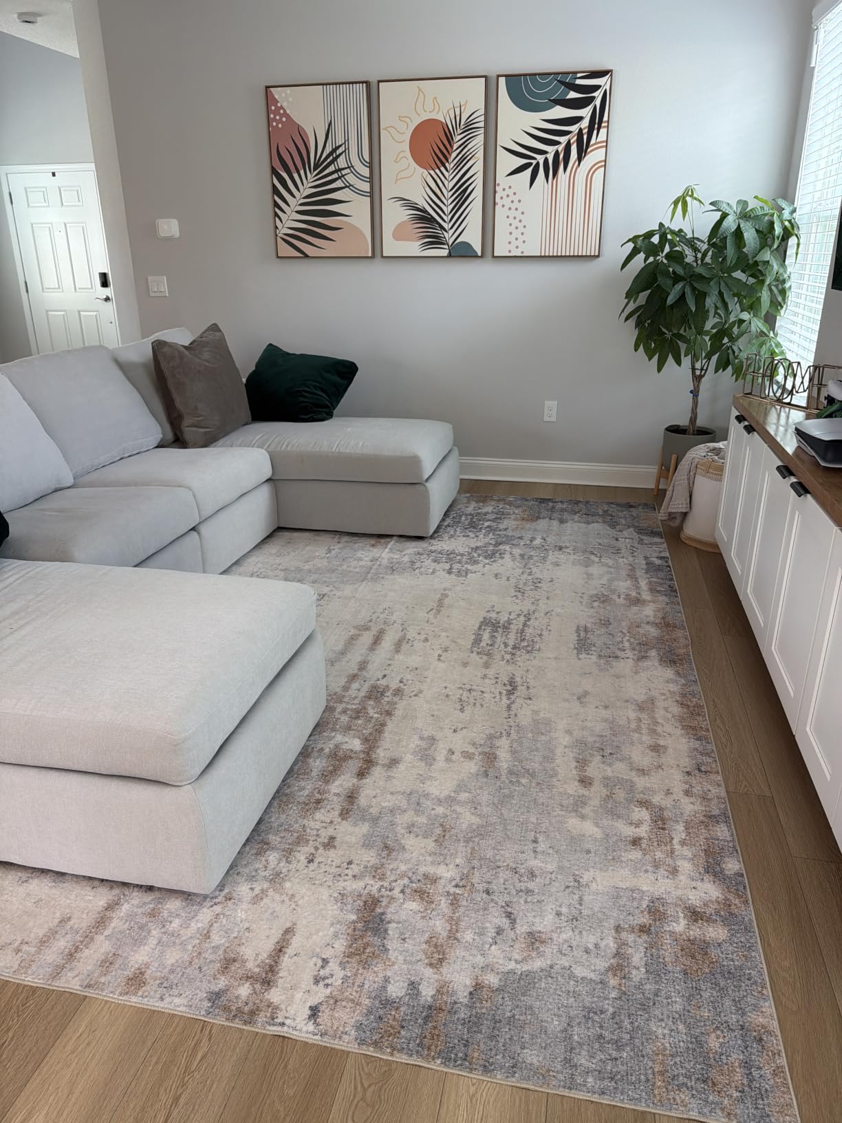UERMEI 8x10 Area Rug Living Room Rugs - Washable Neutral Modern Abstract Soft Thin Large Rug Indoor Floor No Slip Rug Carpet for Bedroom Under Dining Table Home Office Decor - Brown Grey customer photo 1