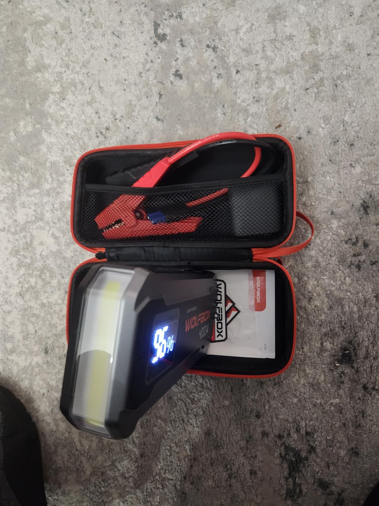 WOLFBOX 4000A Jump Starter,12V Car Battery Jumper Starter Portable with 65W Quick Charger,LED Display,88.8Wh Booster Jump Box Pack (10L Gas 10L Diesel Engine) with LED Light,Jumper Cables, MV24 customer photo 1