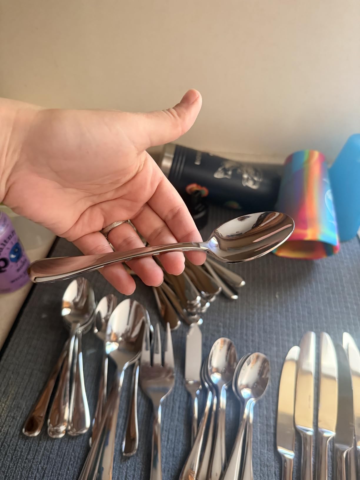 Silverware Set for 8, 40 Piece Stainless Steel Flatware Cutlery Utensil Set | KINGSTONE Heavy Duty Utensils, Modern Design, Mirror Polished Knives Fork and Spoon, Dishwasher Safe for Wedding Housewarming customer photo 1