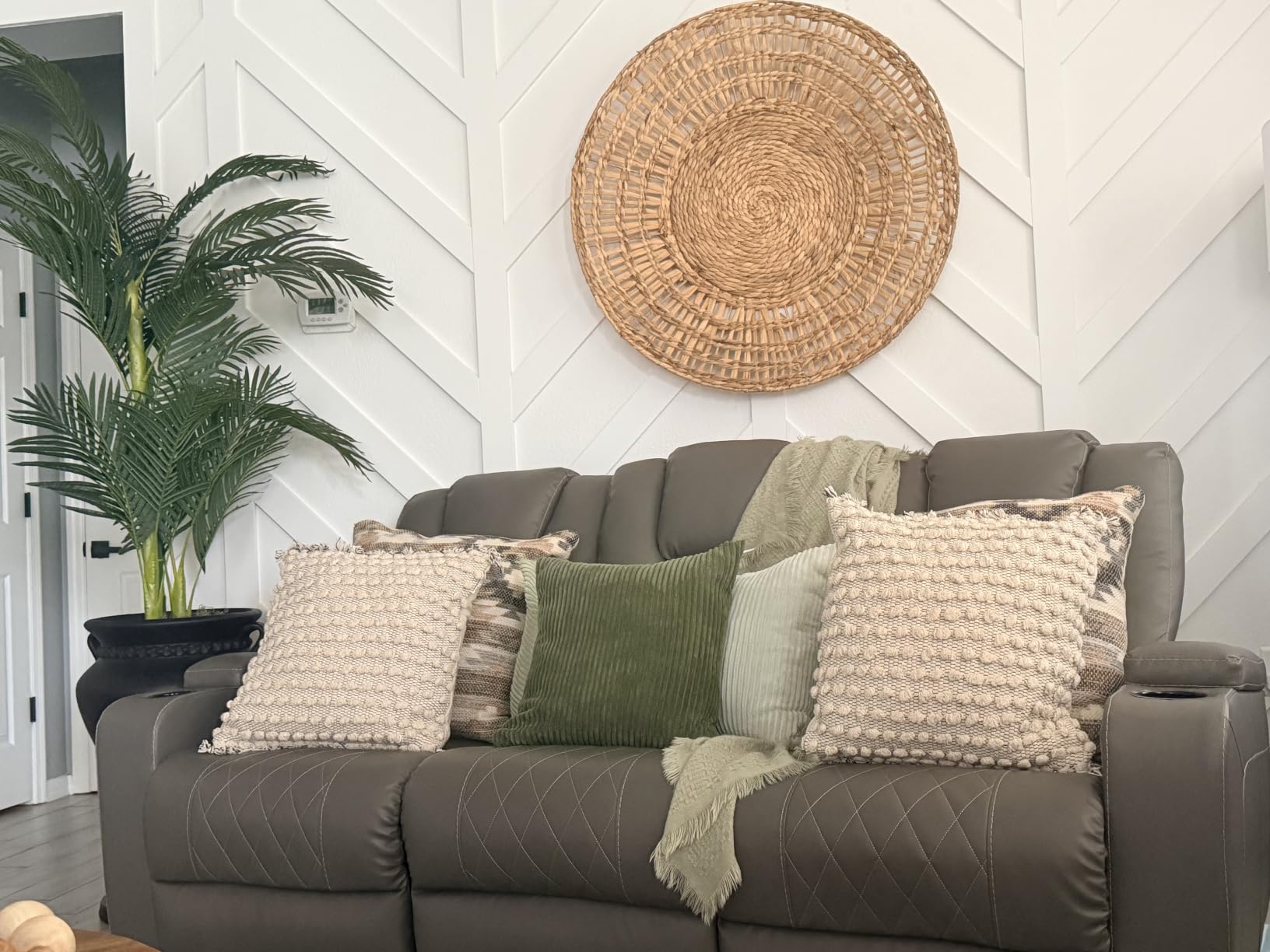 MIULEE Soft Corduroy Decorative Throw Pillow Covers Forest Green 18x18 | Set of 4, Modern Nordic Home Decor, Gradient Color Matching, Boho Farmhouse Cushion Covers for Couch Bed Sofa Living Room customer photo 2
