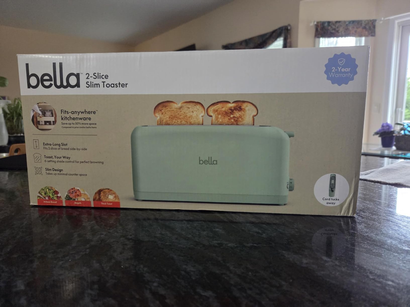 bella Fits-Anywhere Slim Toaster, 2 Slice Extra Long & Wide Slot, Oatmilk customer photo 1