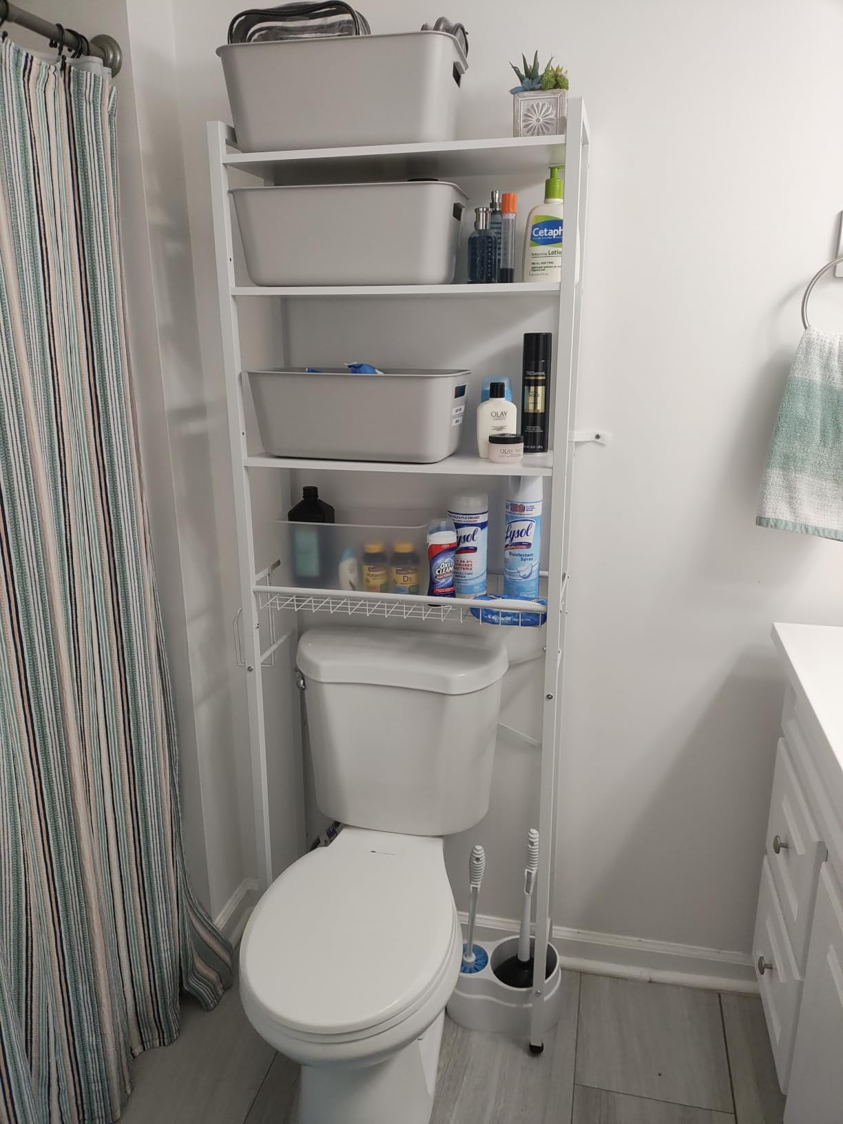 Kalrin Over-The-Toilet Storage Rack, 4-Tier Bathroom Organizer Shelf Over Toilet with Adjustable Shelf and Basket, Freestanding Space Saver Bathroom Shelves Above Toilet for Room (Pure Black) customer photo 1