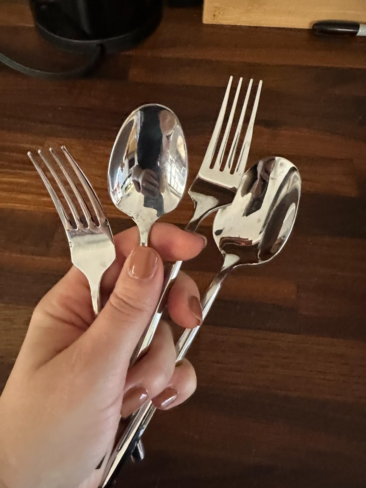 Gold Silverware with Hexagon Handle 45-Piece Service for 8 | Flatware Set with Serving Utensils, Heavy Mirror Polished Stainless Steel Cutlery, Wedding Hotel Restaurant , Dishwasher Safe customer photo 1