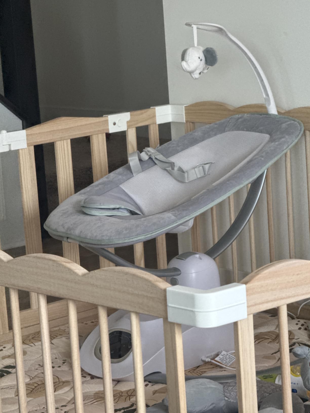Momcozy CocoSway Electric Baby Swing for Infants, 180 Degree Rotating Seat, 6 Parent-Like Sway Motions, 4 Speeds, Remote Control customer photo 2