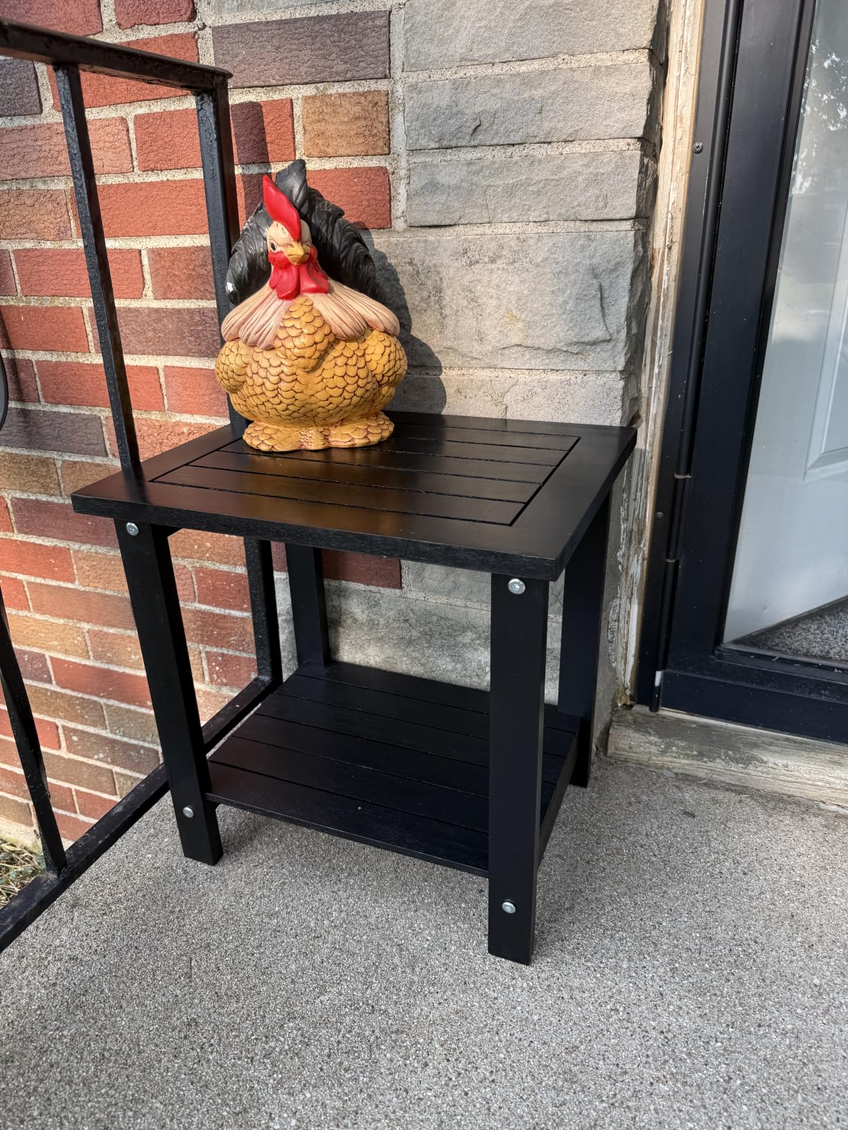 Solid Acacia Wood Side Table with 2-Tier Storage, Weather-Resistant Outdoor Indoor End Table, Natural Rustic Color Night Stand customer photo 1