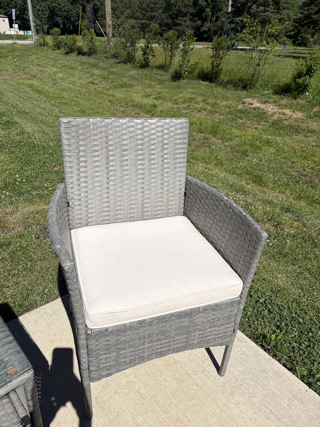 Best Choice Products 3-Piece Outdoor Wicker Conversation Bistro Set, Space Saving Patio Furniture for Garden w/Side Table - Black/Gray customer photo 1