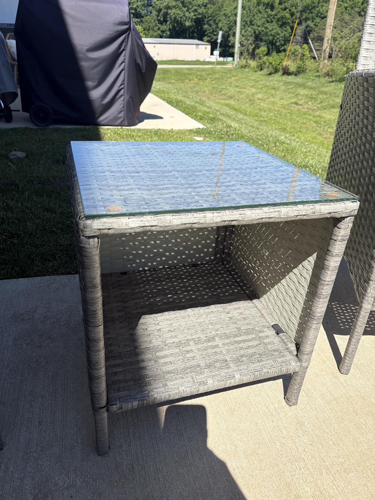 Best Choice Products 3-Piece Outdoor Wicker Conversation Bistro Set, Space Saving Patio Furniture for Garden w/Side Table - Black/Gray customer photo 2