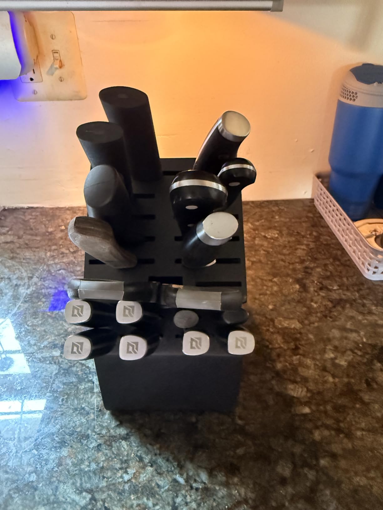 Knife Block for Kitchen Countertop - 20 Slot Universal Knife Holder with Acacia Wood, Large Knife Storage Organizer for Butcher Block, Knife Block Storage without Knives, Easy for Knife set customer photo 1