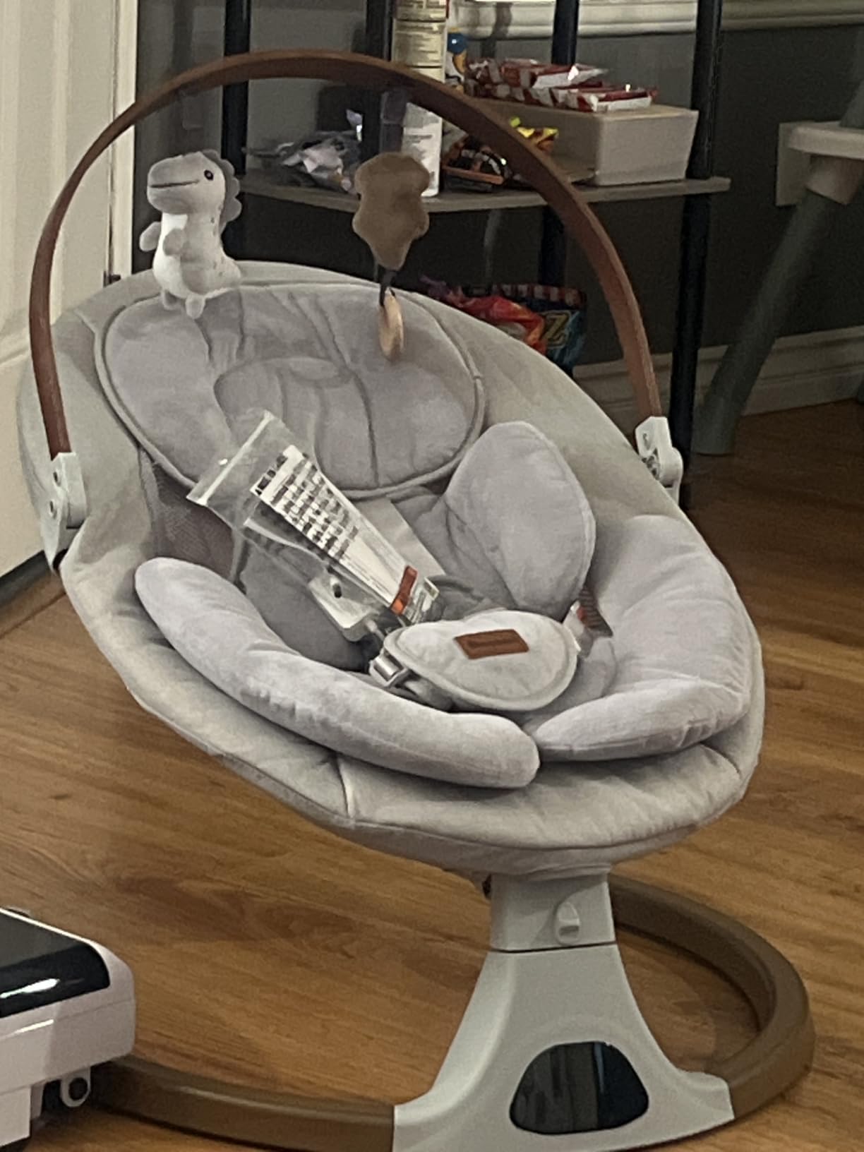 Baby Swings for Infants, Monamii Baby Swing, Bluetooth Infant Swing with Music Speaker, 5 Speeds and Remote Control, Indoor & Outdoor Use (Beige) customer photo 2