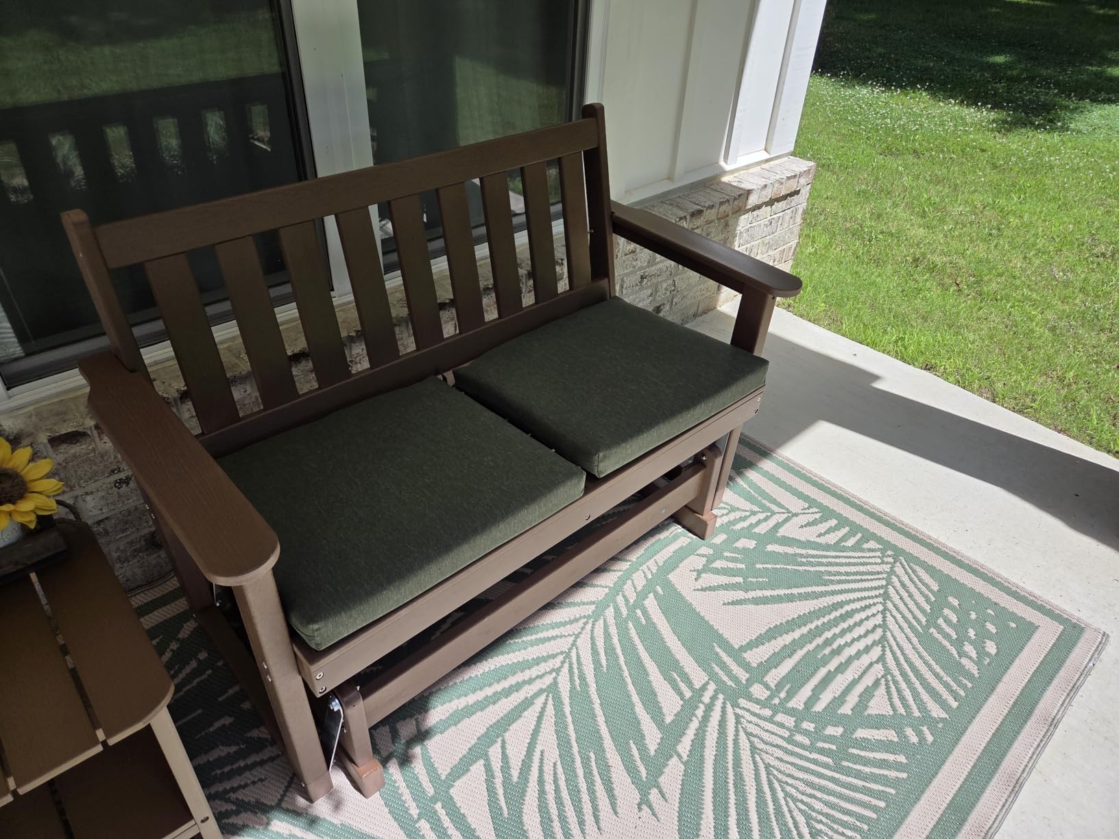 SERWALL Outdoor Glider Rocking Chair, HDPE All-Weather Resistant 2-Person Loveseat, Outdoor Rocking Bench Chair with 660LBS Capacity for Backyard Garden Porch, Grey customer photo 1