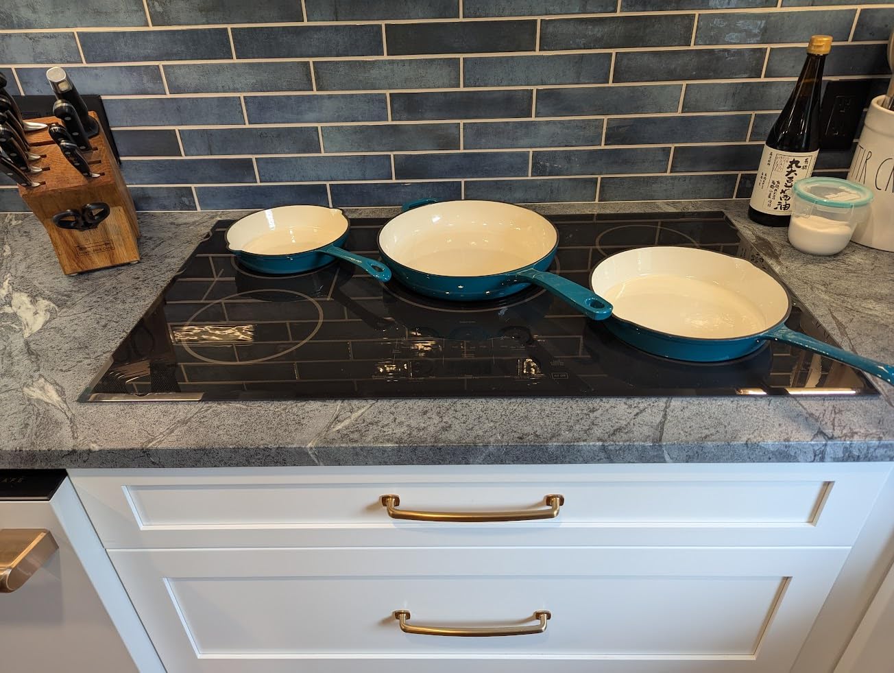 Enameled Cast Iron Skillet,Ceramic Cast Iron Frying Pan Sets,White | 3 Piece Ceramic Coated Fry Pans (8