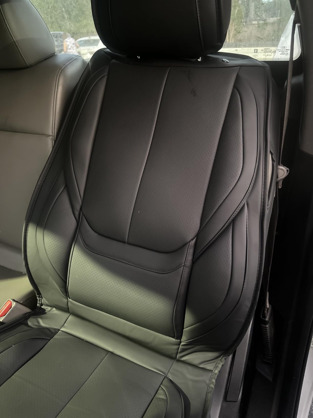 MINGBRON Car Seat Cover Full Set, Leather Car Seat Cover, Waterproof Seat Covers, Car Seat Cushion, Nappa Leather Seat Covers Car Seat Protector Universal Fit Most Cars Black customer photo 1