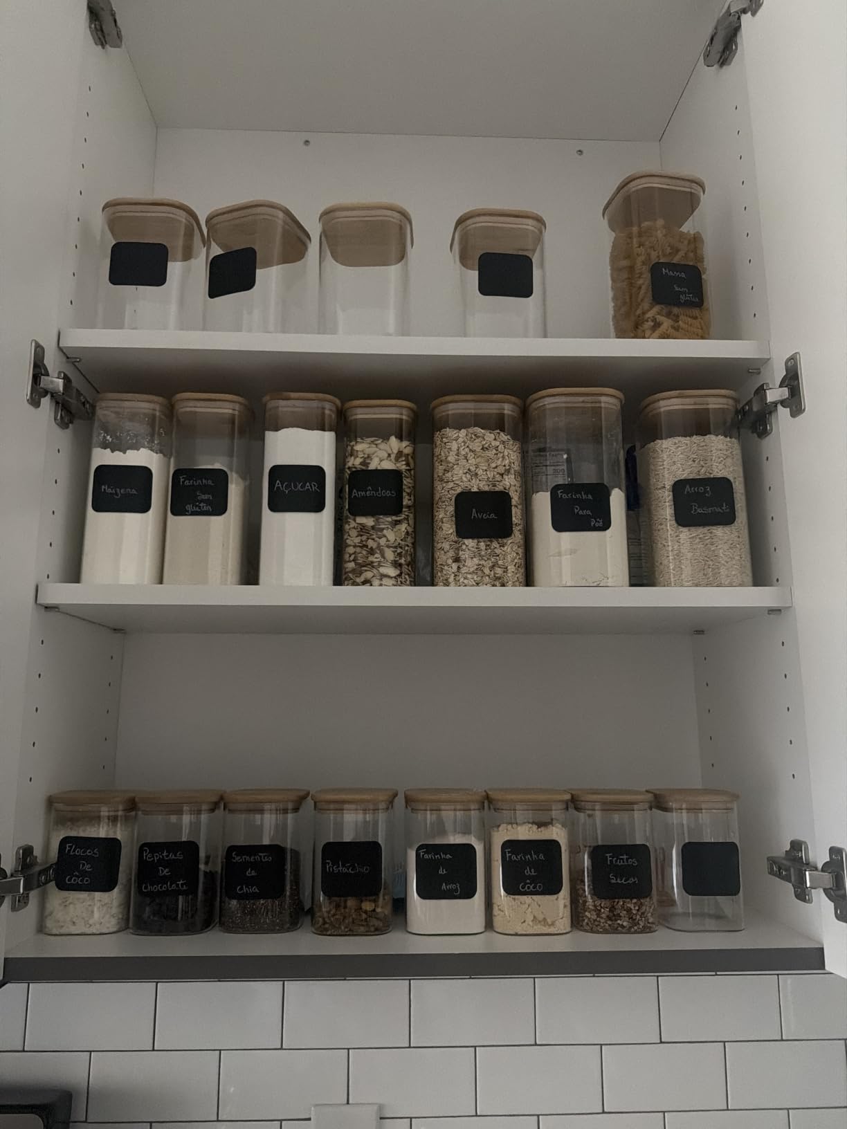 LIBWYS 12-Pack Square Glass Storage Jars with Bamboo Lids (0.6Qt/1.06Qt) - Stackable Food Containers for Pantry Organization, Coffee, Flour, Snacks, Tea | Kitchen Canisters Set customer photo 2
