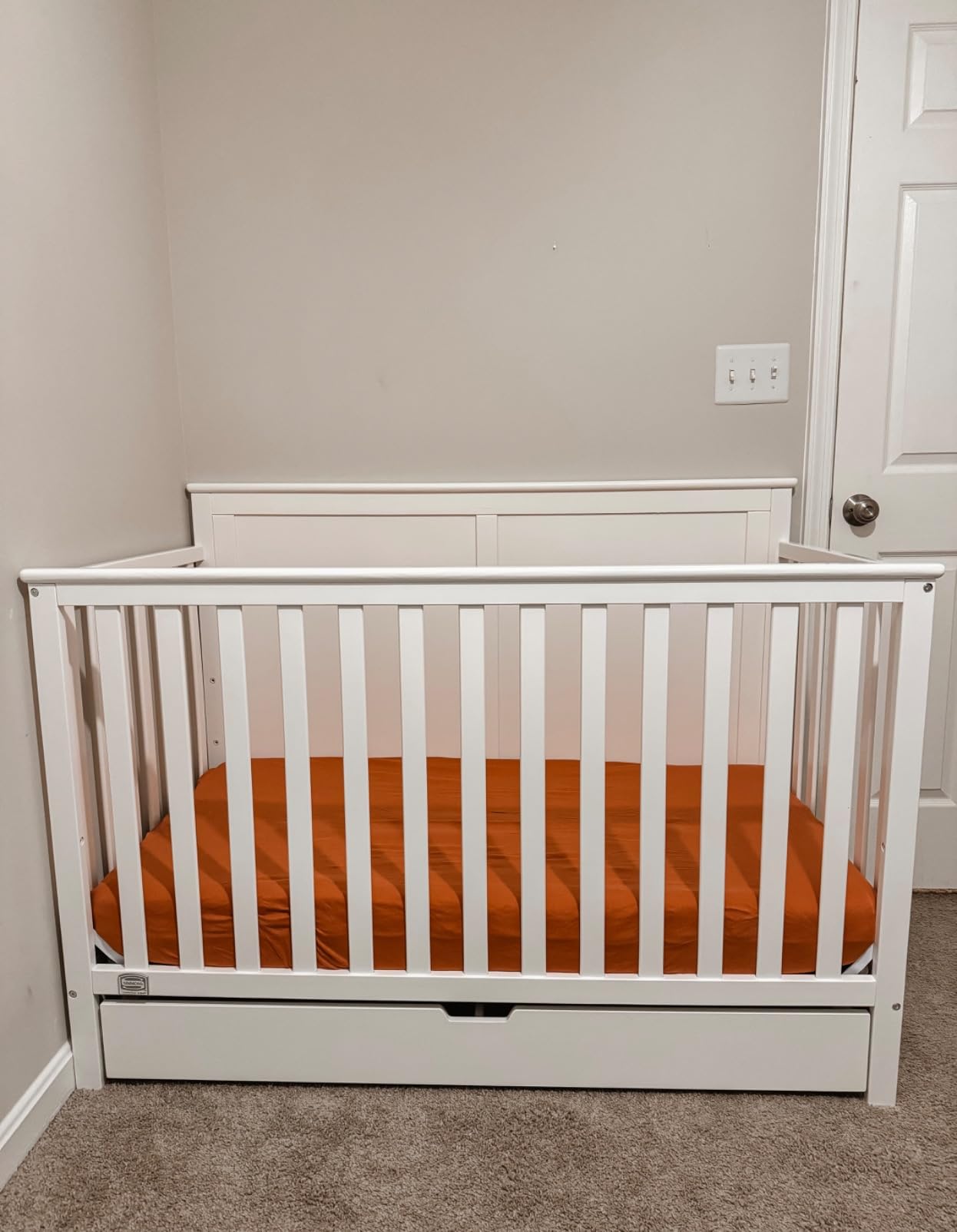 Simmons Kids Logan 6-in-1 Convertible Crib with Underdrawer - Greenguard Gold Certified, Chestnut customer photo 2