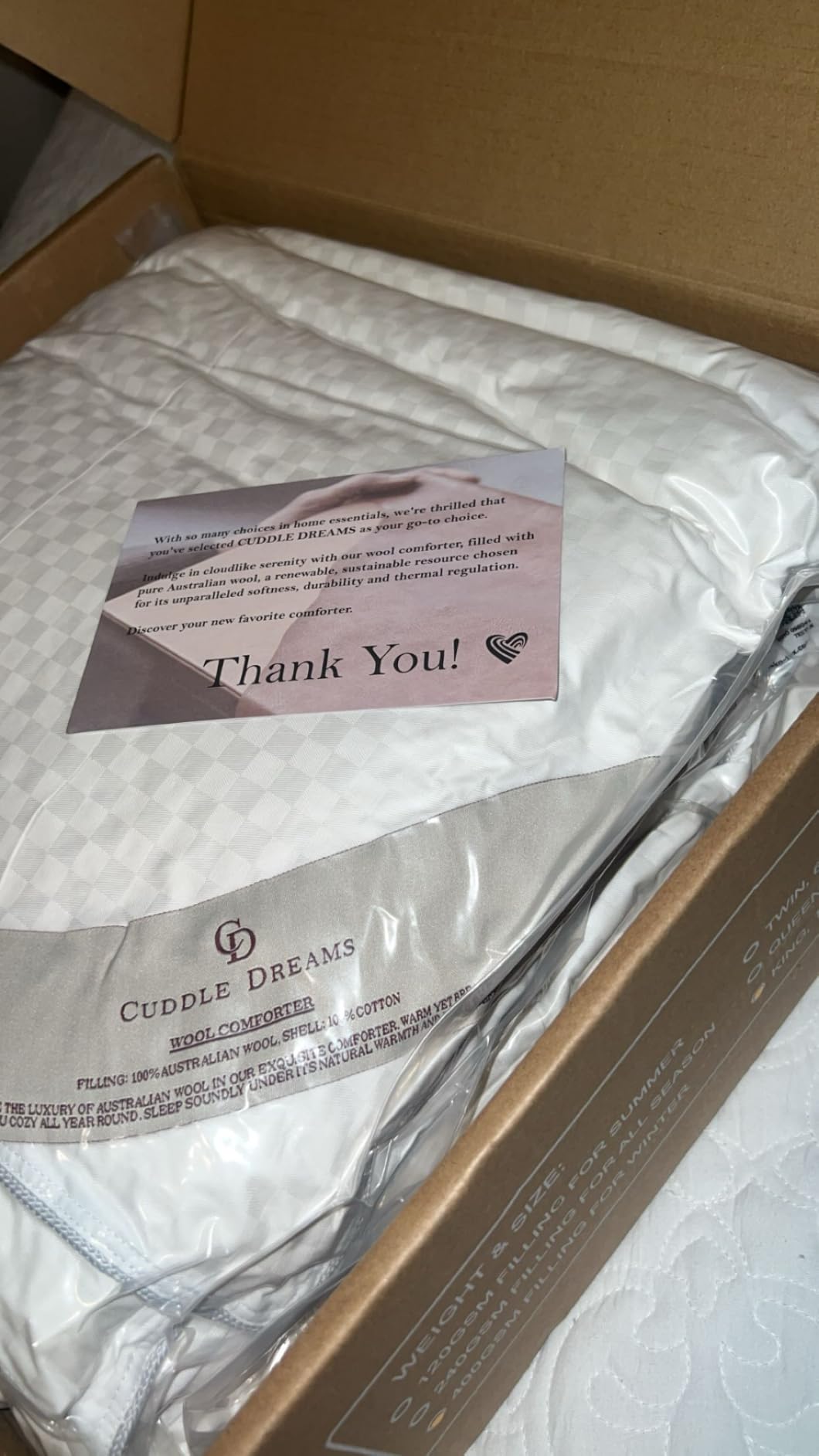 CUDDLE DREAMS Classic Wool Comforter (Midweight for All Season, Queen) | Wool Duvet Insert, Australian Wool Filling, Breathable Natural Warmth, Quiet Cotton Cover, OEKO-TEX Standard 100 Certified customer photo 1