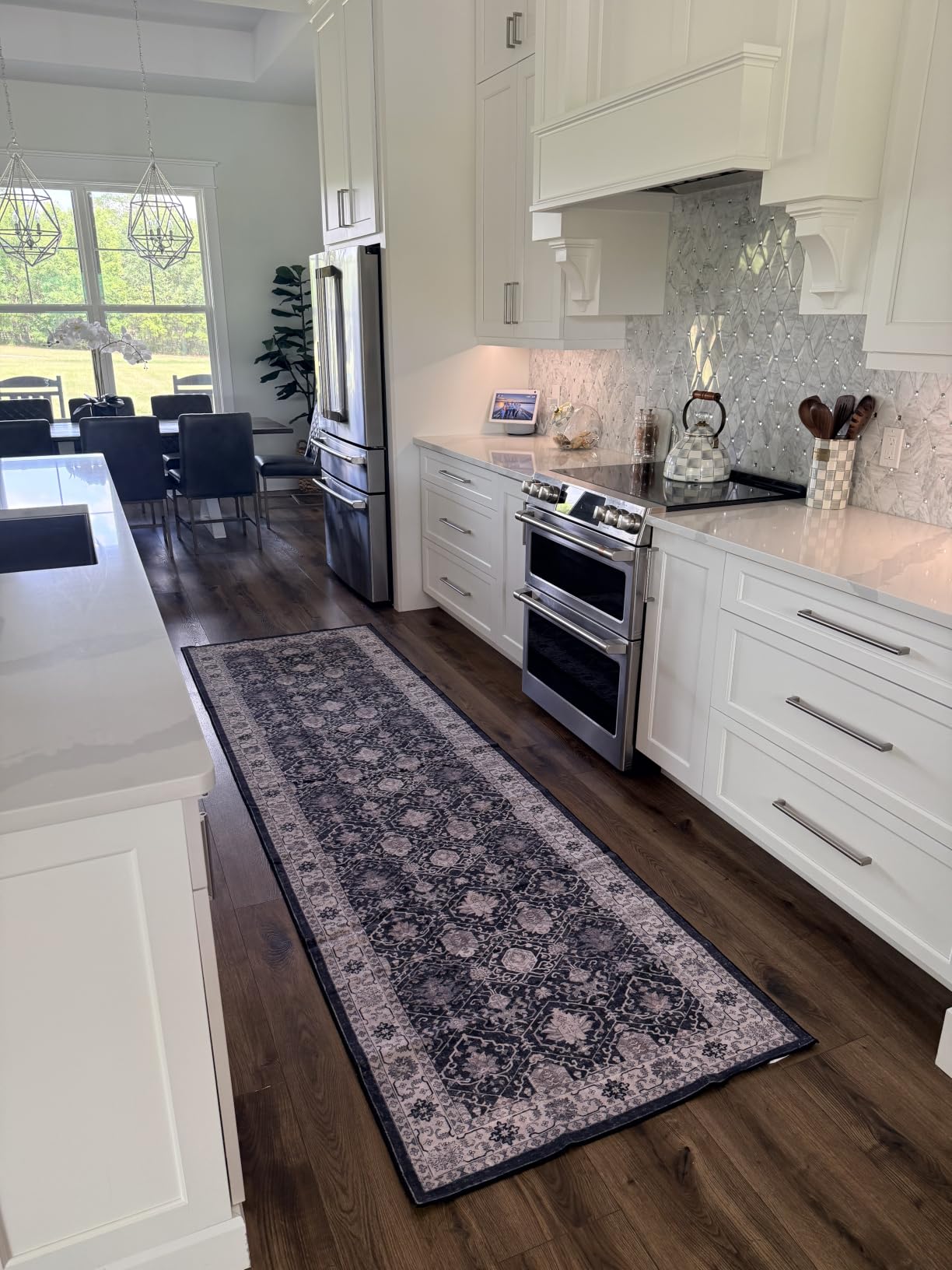 2x6 Hallway Washable Runner Rug - Vintage Soft Kitchen Laundry Runner with Non Slip Backing Farmhouse Entryway Living Room Floor Mat Stain Resistant Carpet customer photo 1