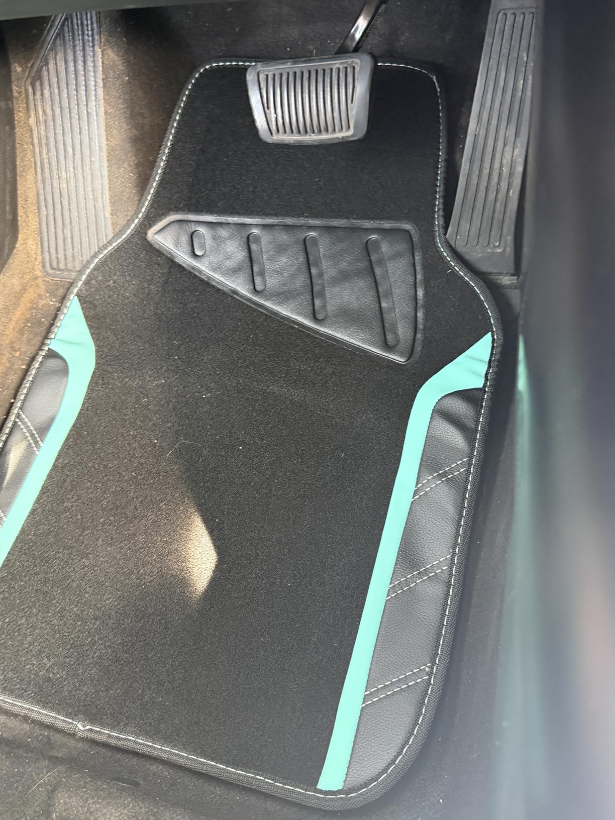 CAR PASS Air Mesh Leather Car Seat Covers Full Set, Waterproof Car Floor Mats, Sporty Steering Wheel Cover, Universal fits for 95% Cars Truck SUV (Black and Blue) customer photo 1