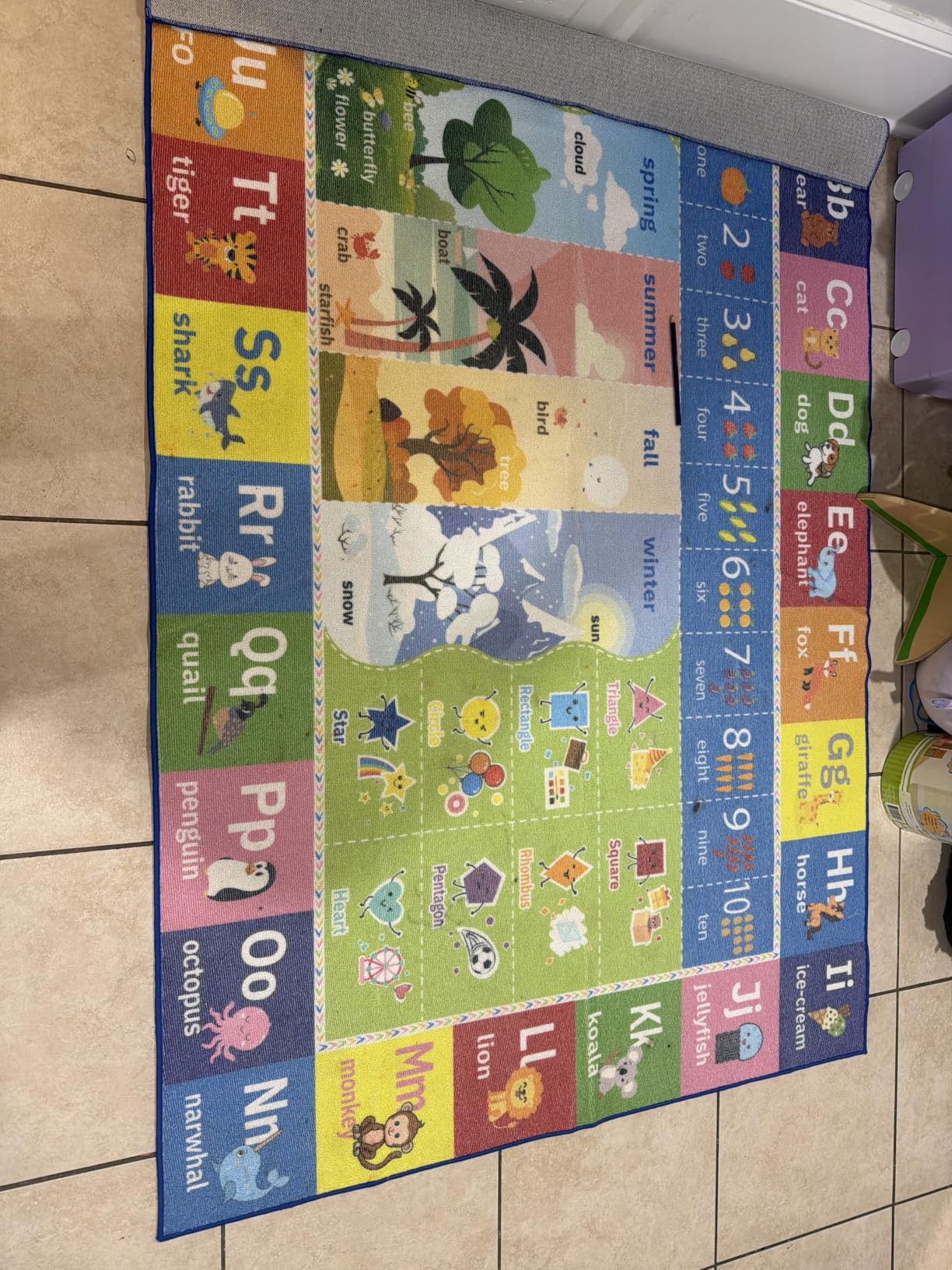 Macgace ABC Kids Rug for Classroom, 3x5 Colorful Washable Play Area Rugs | Non-Slip Low Pile Educational Rugs with Alphabet Numbers Seasons Shapes customer photo 1
