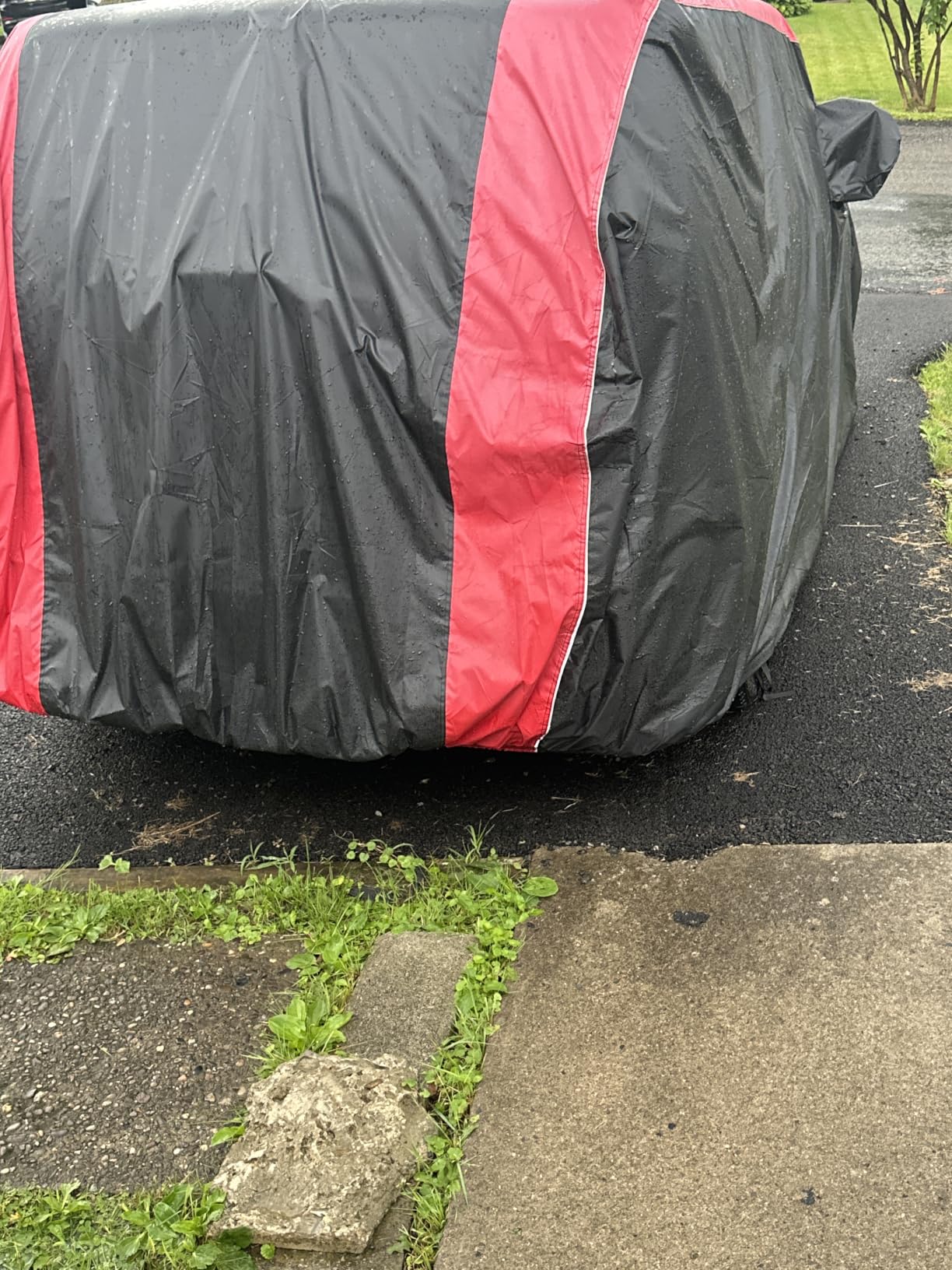 Car Cover Waterproof All Weather Protection Red Stripe Design | Universal Fit for Toyota Camry, Ford Fusion, Nissan Maxima and more customer photo 2