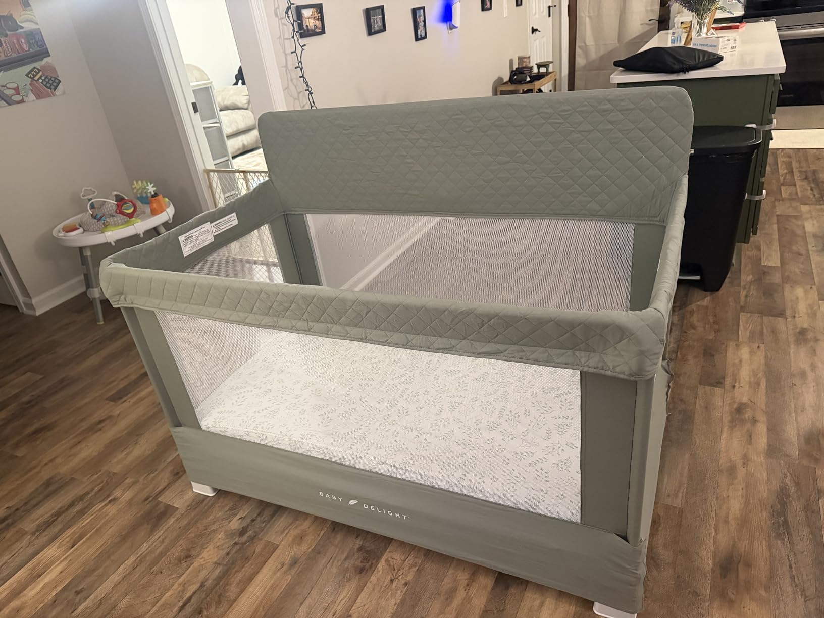 Baby Delight Lunaire Organic Full Size Crib, Organic Sage | Airy Mesh Walls for Air Flow & Visibility, 100% GOTS Certified Organic Cotton Fabric, Tool Free Assembly Baby Bed customer photo 2