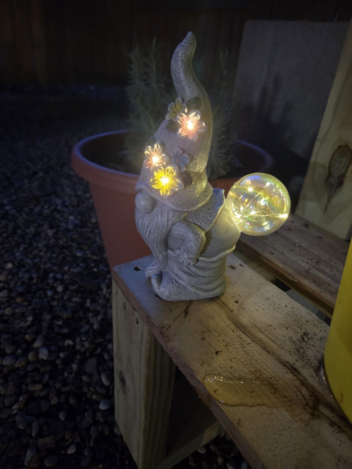Solar Funny Garden Gnome Statue: Outdoor Lights Decorations | Waterproof Resin Sculpture customer photo 2