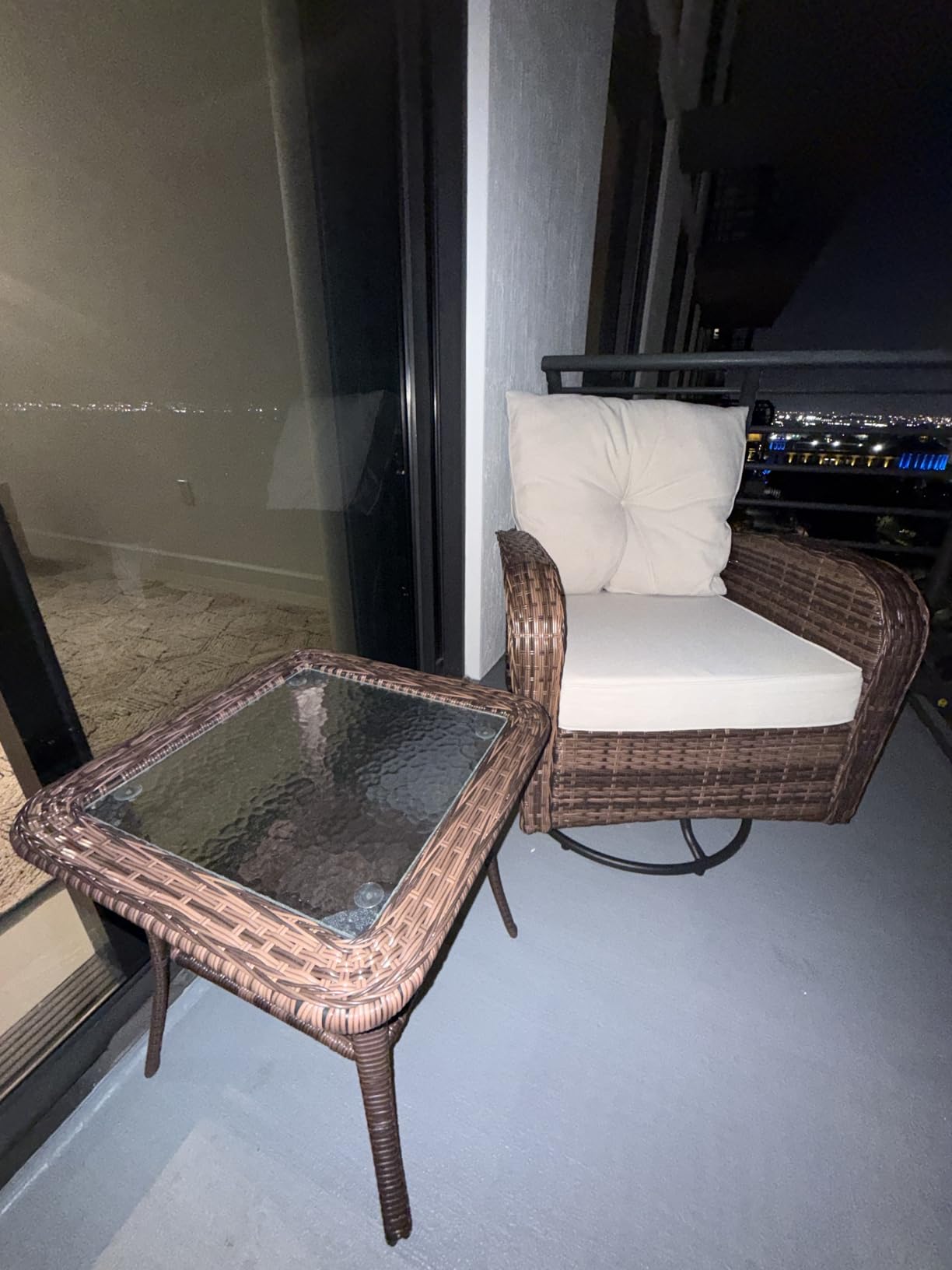 wildformers Luxury Outdoor Swivel Wicker Glider Patio Chairs with Table Set | Overstuffed Washable Cushions, Ideal for Porch, Balcony, Deck customer photo 1