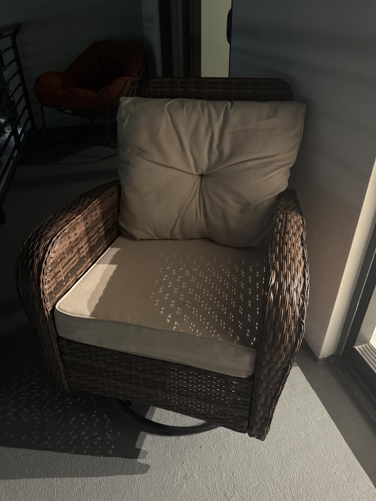 wildformers Luxury Outdoor Swivel Wicker Glider Patio Chairs with Table Set | Overstuffed Washable Cushions, Ideal for Porch, Balcony, Deck customer photo 2