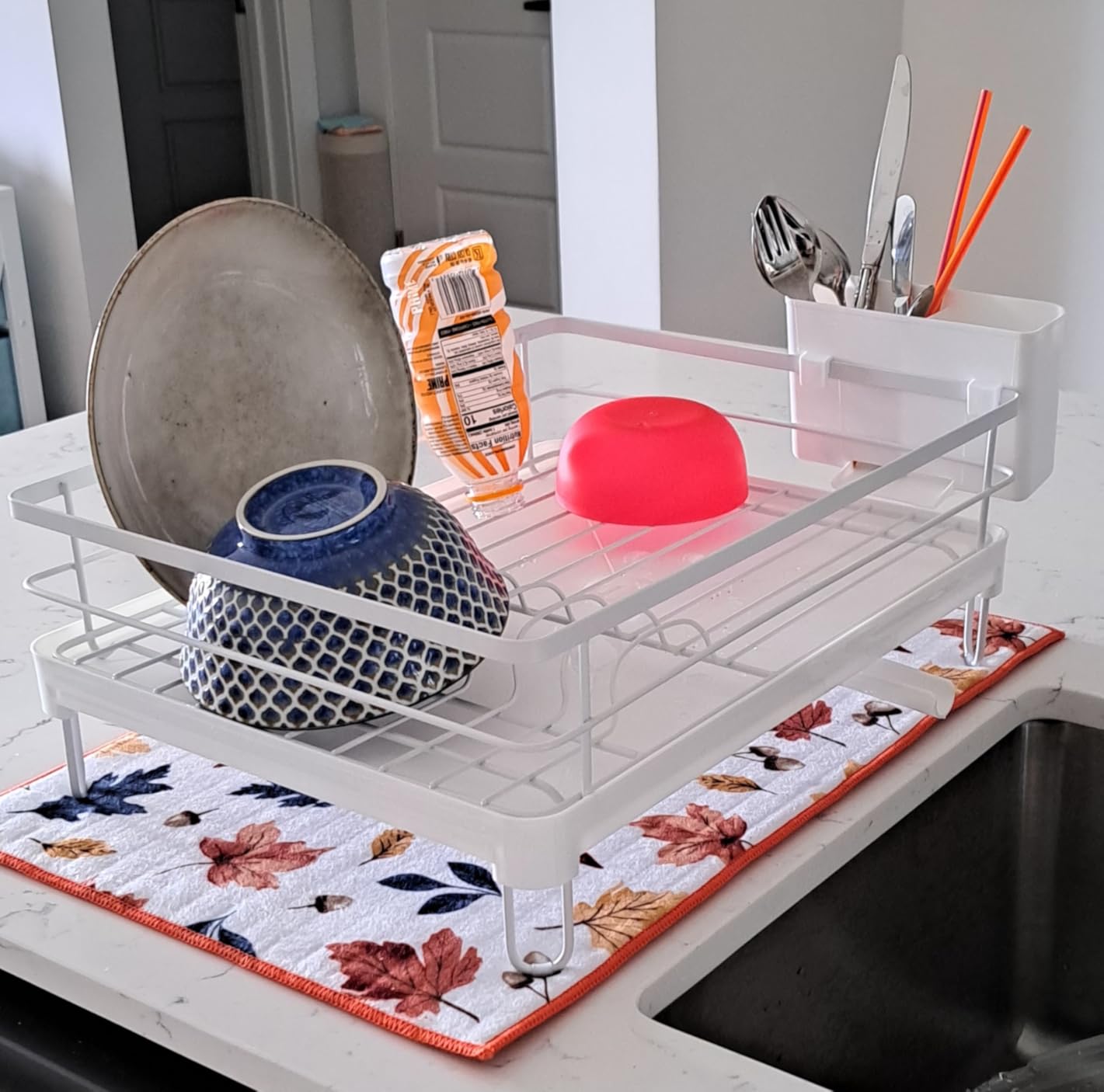 Kitsure Dish Drying Rack for Kitchen Counter, 12''W x 15.5''L, Silver | Stainless Steel Sink Organization, Cutlery Holder, Home and Appartment Decor customer photo 1