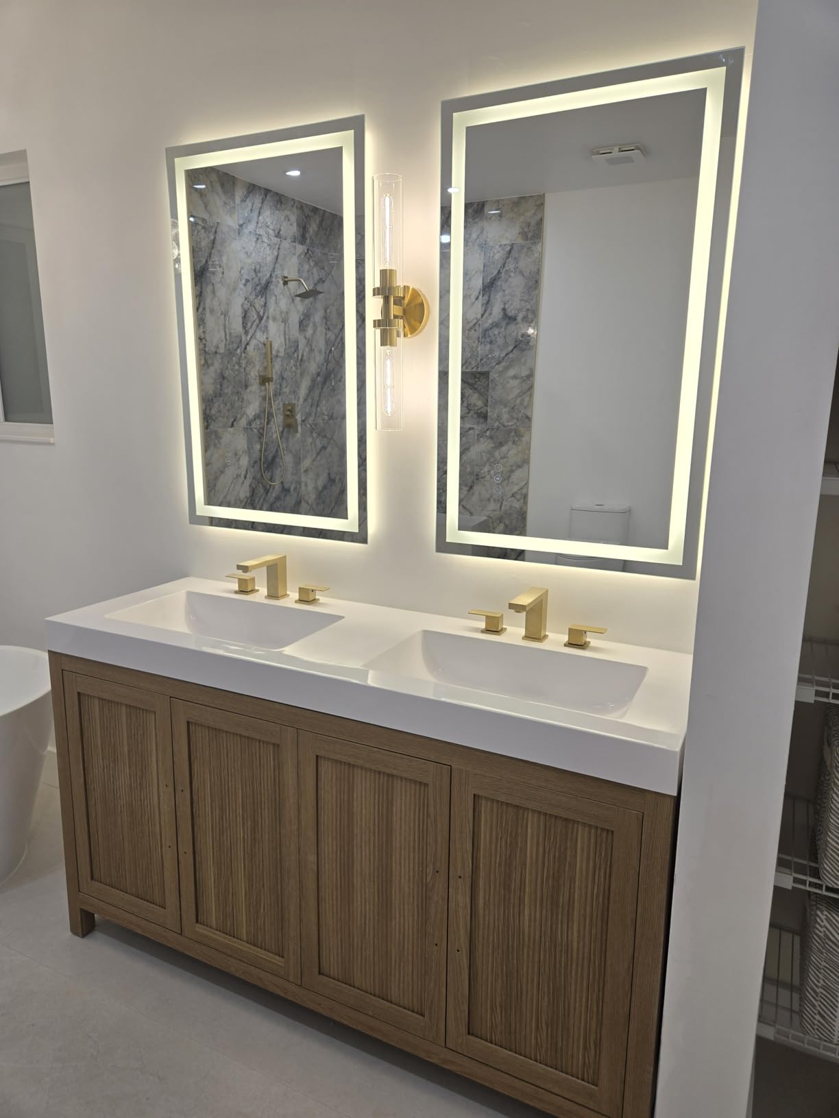 30X36 LED Bathroom Mirror with Lights, Anti-Fog, Backlit + Front Lit, Lighted Bathroom Vanity Mirror for Wall, Memory Function, Dimmable, Tempered Glass, Shatter-Proof customer photo 2