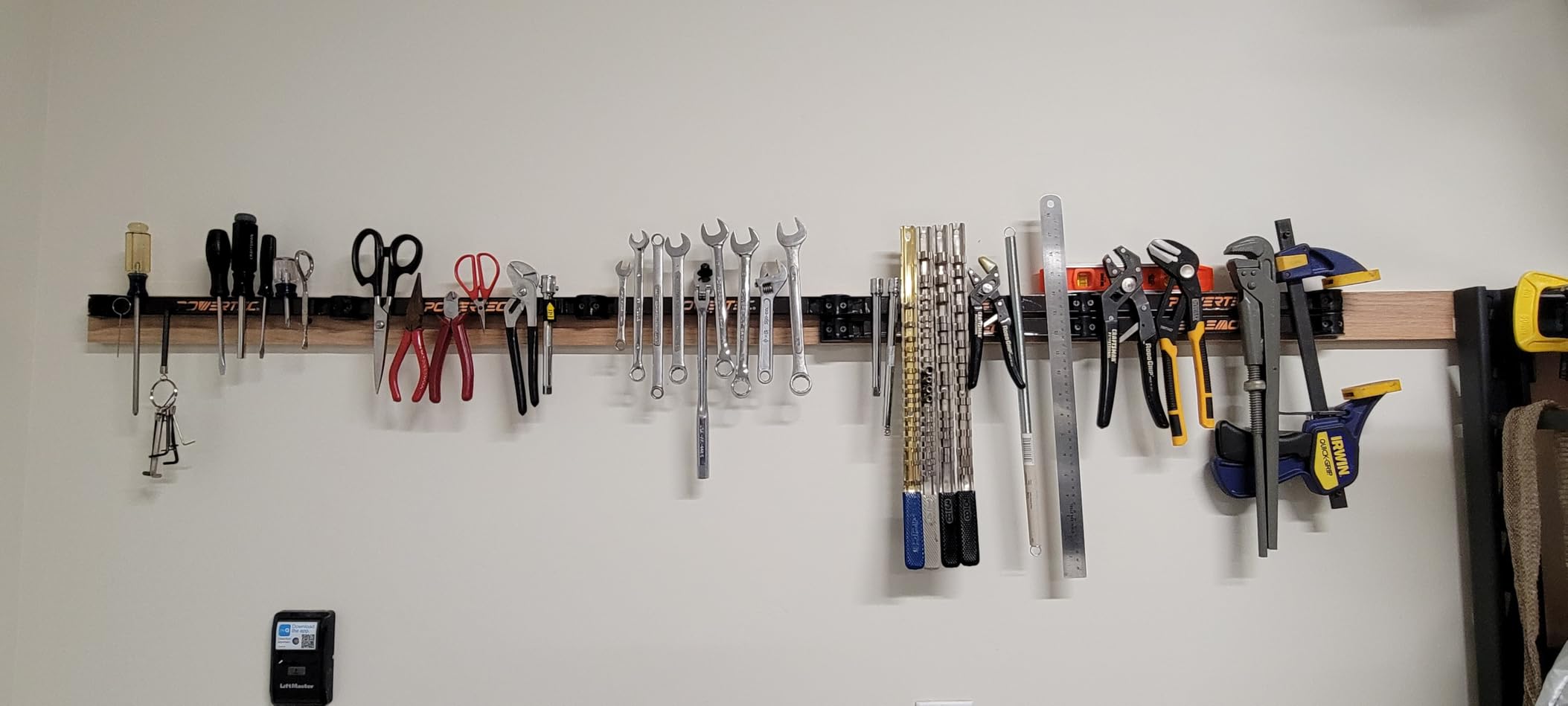 POWERTEC 12 Inch Magnetic Tool Holder Strip (8-Pack), Heavy Duty Metal Magnet Bar Organizer for Garage, Workshop and Kitchen, Wall Mount Storage Rack with Screws customer photo 1