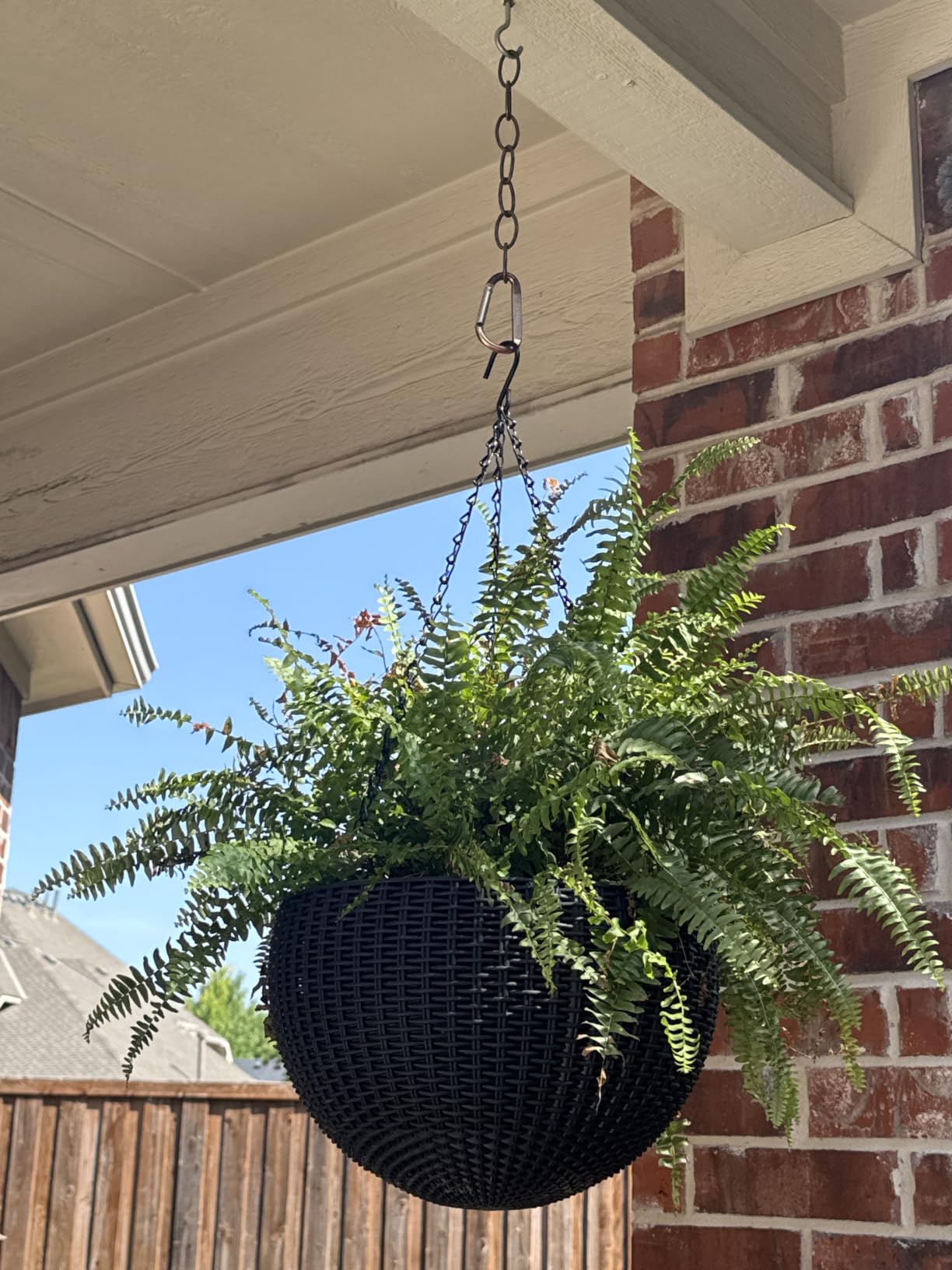 Keter Resin Rattan Set of 2 Round Hanging Planter Baskets for Indoor and Outdoor Plants-Perfect for Porches and Patio Decor, Cappuccino customer photo 1