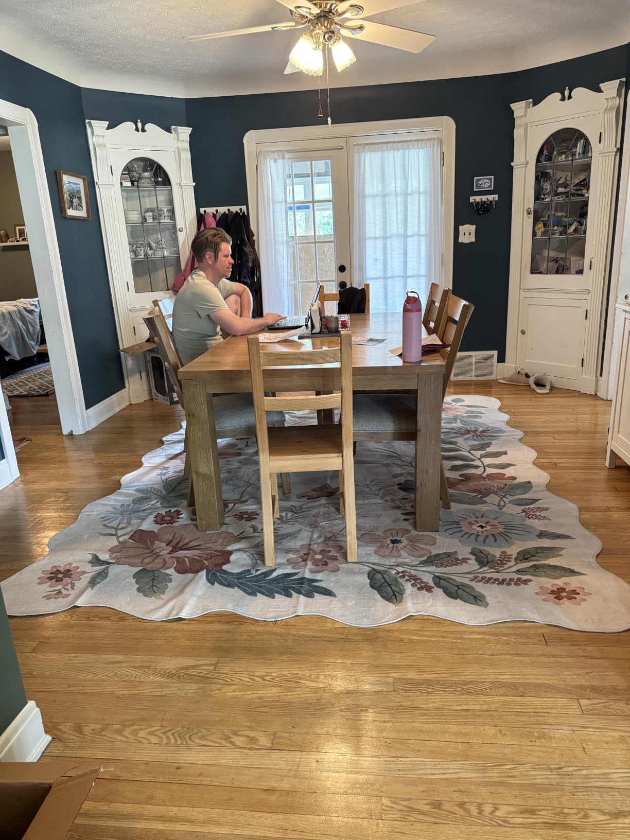 Lahome Floral Washable Round Area Rug, Soft Round Rugs 6ft Ultra-Thin Non-Slip, Boho Large Circle Carpet for Bedroom Living Room Kitchen Nursery, Green customer photo 1
