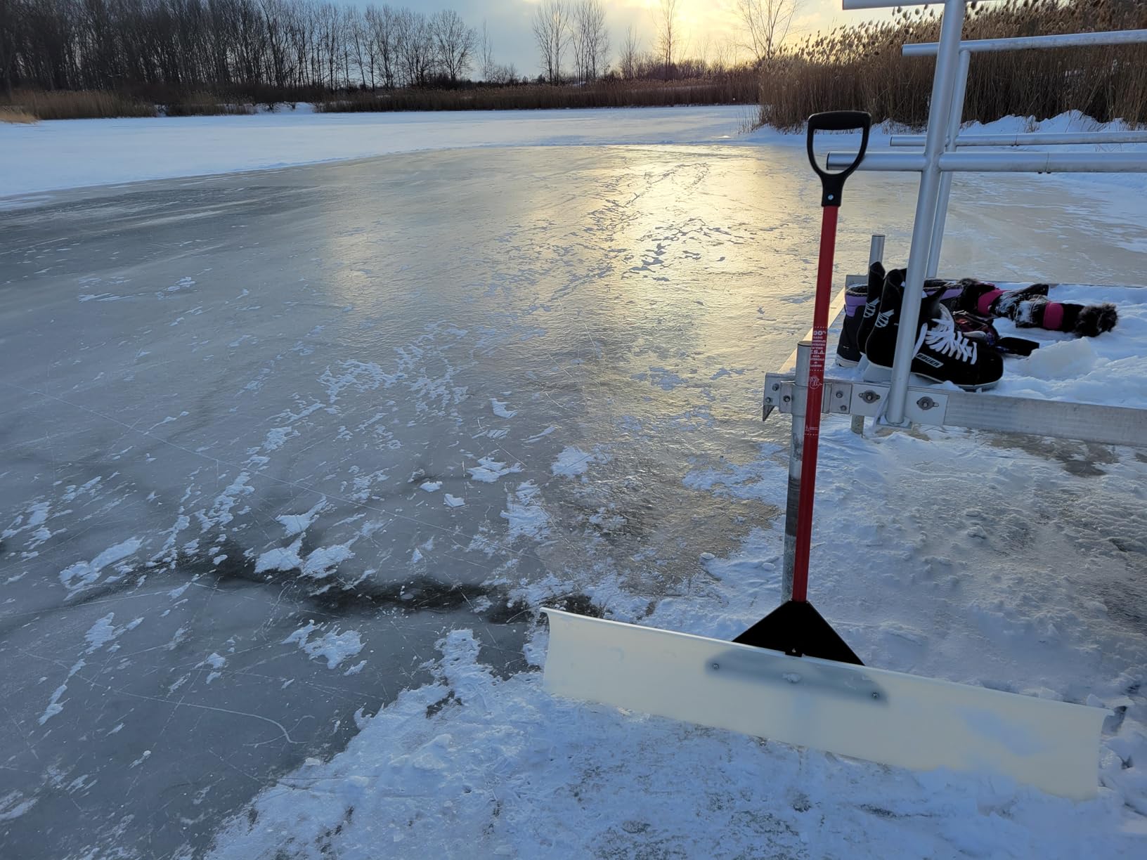 Heavy Duty Snow Pusher - High Molecular Weight Shovel with Fiberglass D-Grip Handle, 100% Made in the USA, 24-Inch customer photo 1