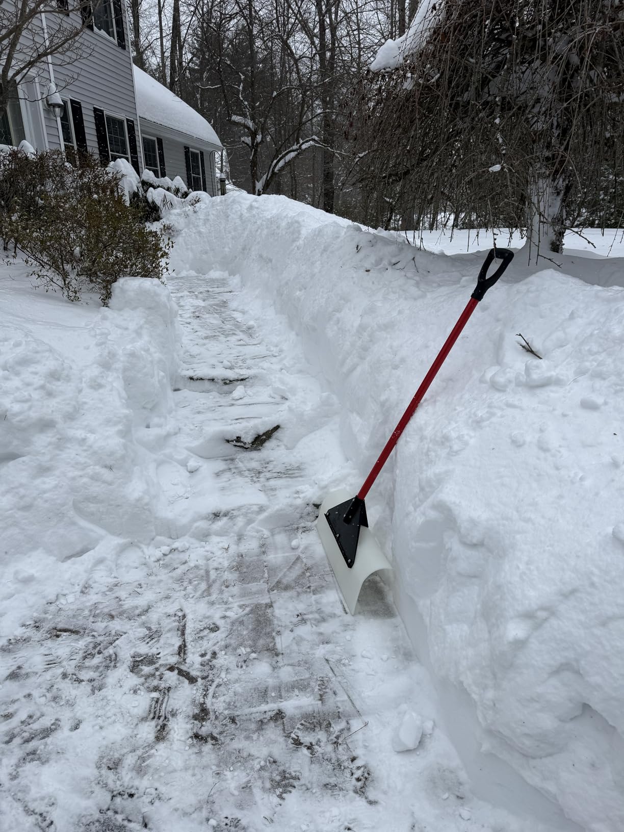 Heavy Duty Snow Pusher - High Molecular Weight Shovel with Fiberglass D-Grip Handle, 100% Made in the USA, 24-Inch customer photo 2