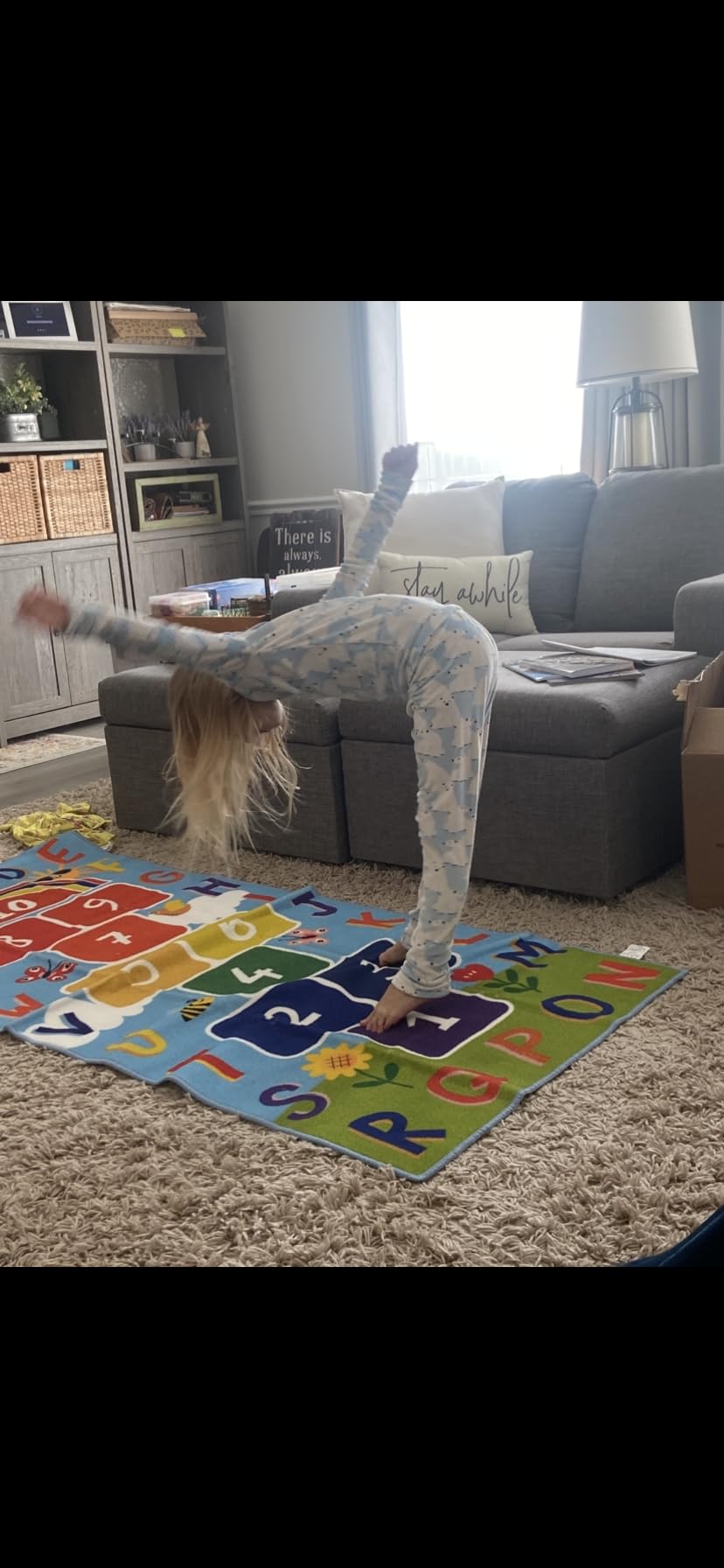 STARUIA Washable Hopscotch Kids Rug for Playroom, Colorful Educational Classroom Rugs with ABC Number, Non Slip Kids Play Mat Rug Game Carpet for Bedroom Nursery Daycare Boy Girl customer photo 2