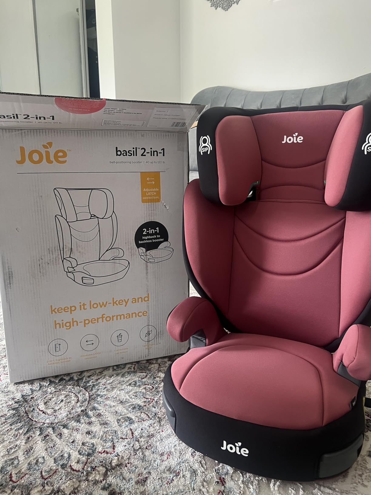 Joie Basil Highback and Backless Booster Car Seat for Big Kids 4 to 12 Years Old, Lightweight 2-in-1 Design (Crimson) customer photo 2