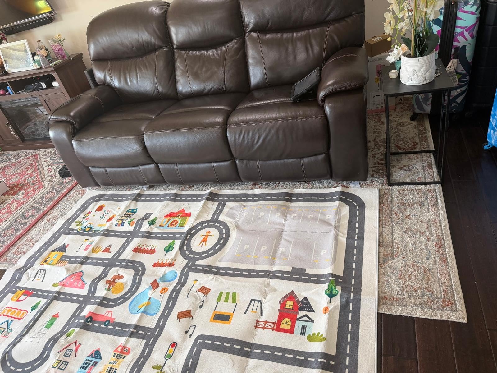 Nayoroom Kids Car Road Playroom Rug, Faux Wool City Map, Non-Slip, 5 x 7 ft | Interactive city road map; Car-friendly routes; Soft faux wool surface; Non-slip backing; Easy-care room accent customer photo 2