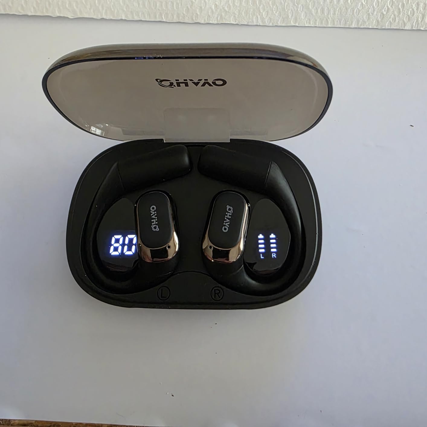 OHAYO Open Ear Headphones, Over Ear Earbuds with Ergonomic Earhook, Bluetooth Headphones 5.4 with Smart Digital Display, 40H Playtime, IPX6 Waterproof, Touch Control Operate Fit Cycling, Running, Workout customer photo 2