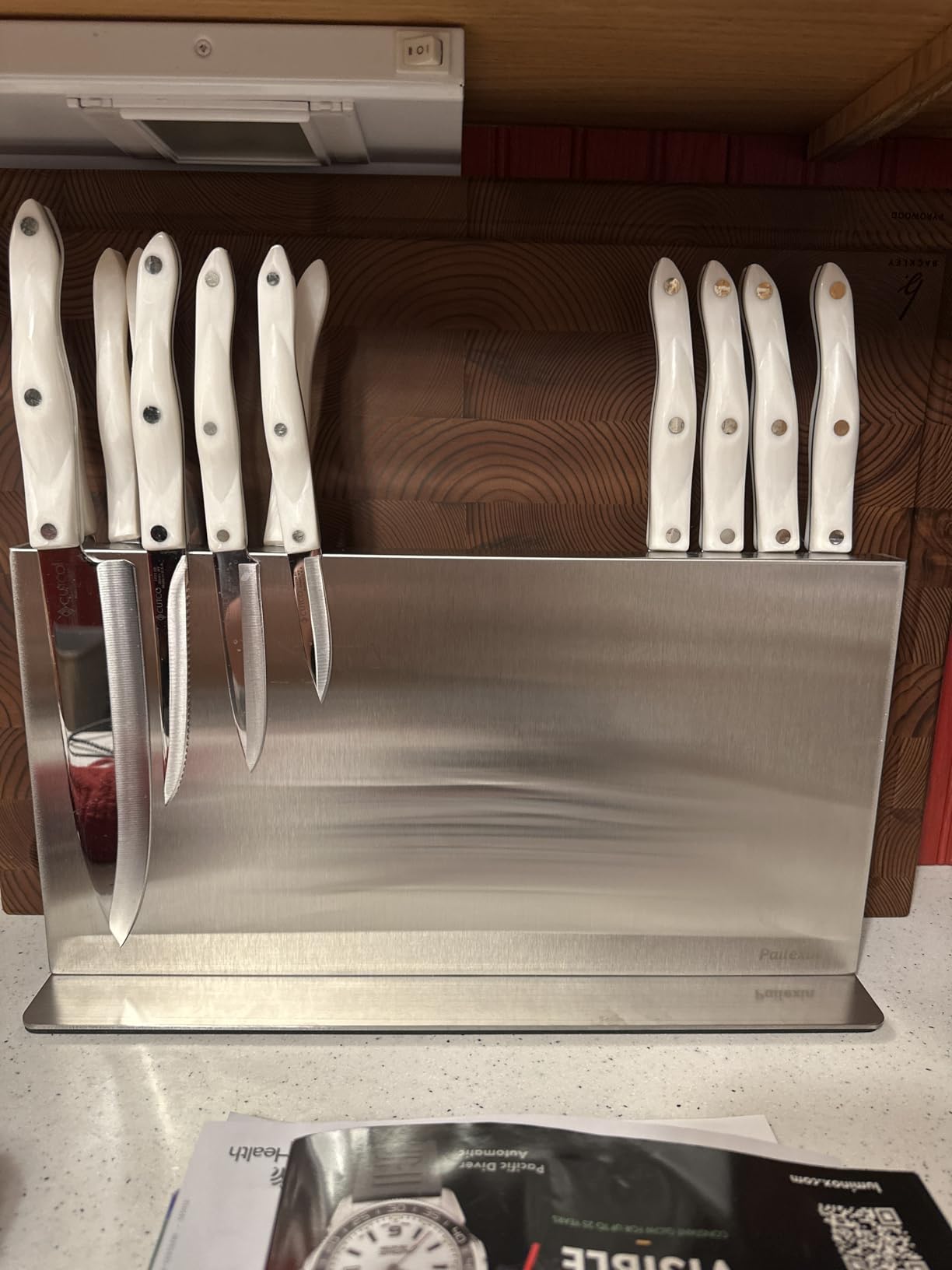 Magnetic Knife Block Without Knives-Black Stainless Steel Double-Sided Magnetic Knife Holder Stand with Strong Magnets, Knife Storage Organizer for Kitchen Counter top customer photo 2