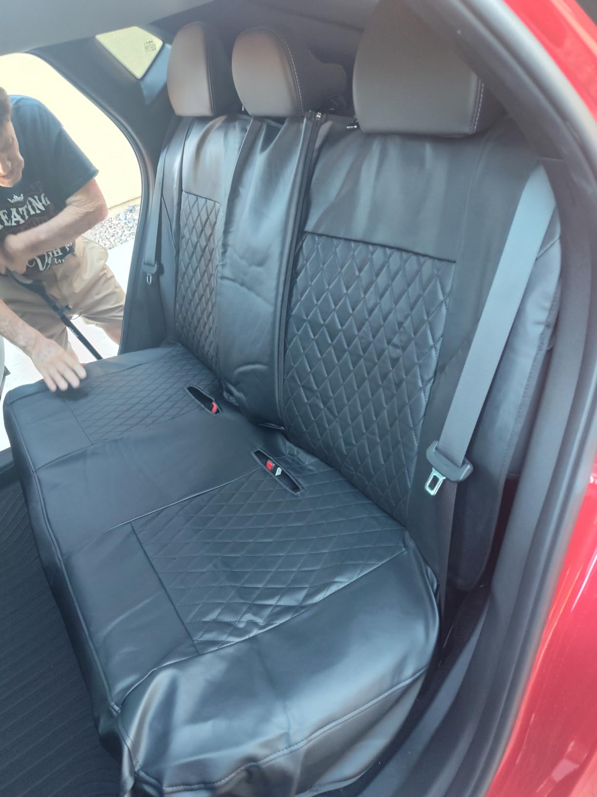 CAR PASS Quilting Faux Leather Seat Covers Full Set, Waterproof Black | Deluxe Premium Seat Cover with 5mm Composite Sponge Inside, Airbag Compatible Auto Seat Cover Universal Fit for Sedan SUV Van customer photo 2