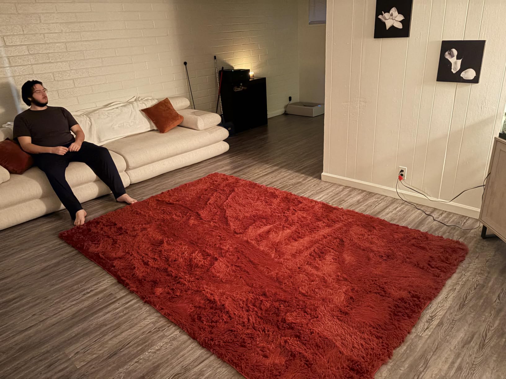 Amdrebio Burnt Orange Shag Plush Large Area Rug 6x9 for Living Room Bedroom | Fuzzy Shaggy Thick Big Rustic Carpet, Classroom Apartment Playroom Decor customer photo 1